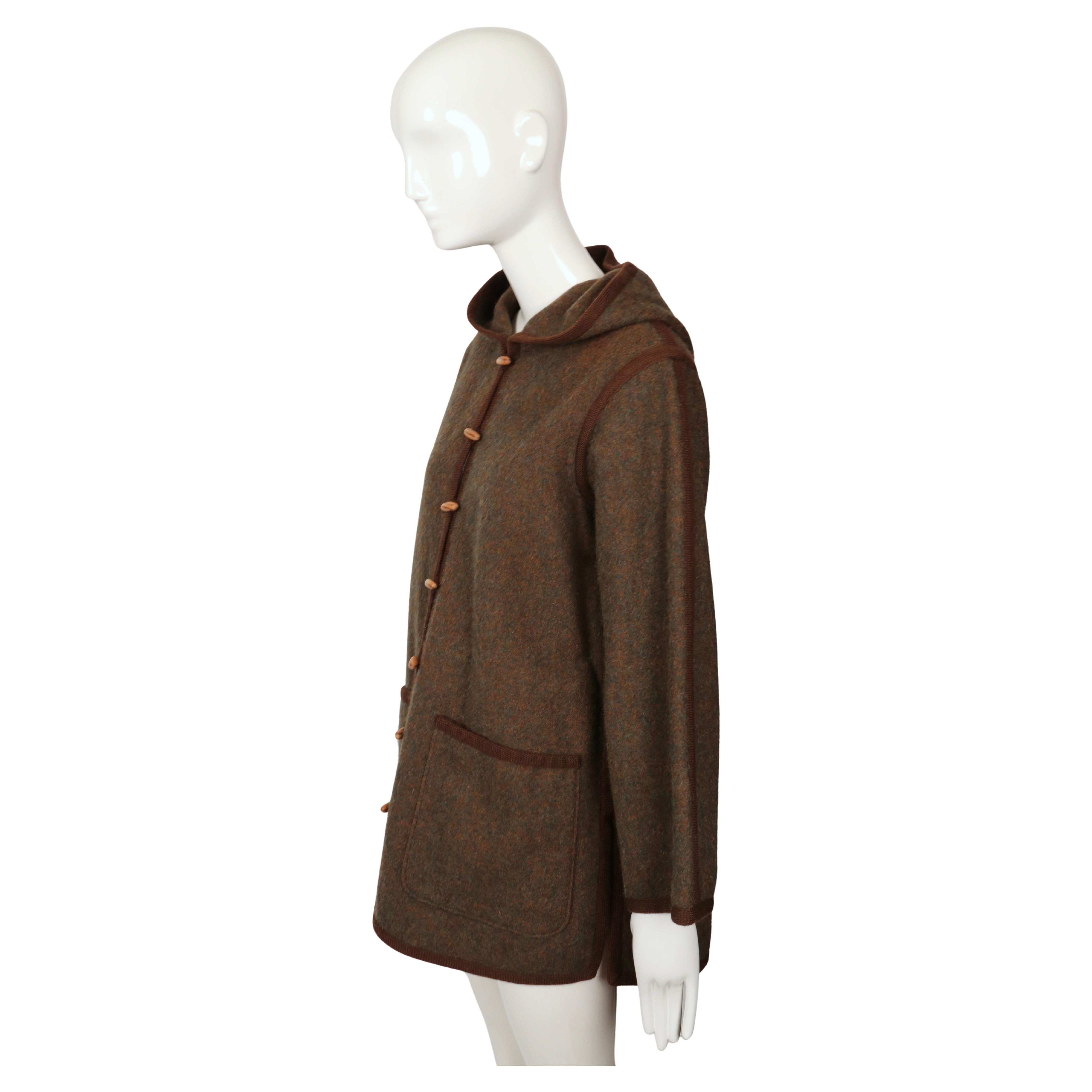 1976 YVES SAINT LAURENT Ballet Russes collection brown wool RUNWAY coat For Sale 3