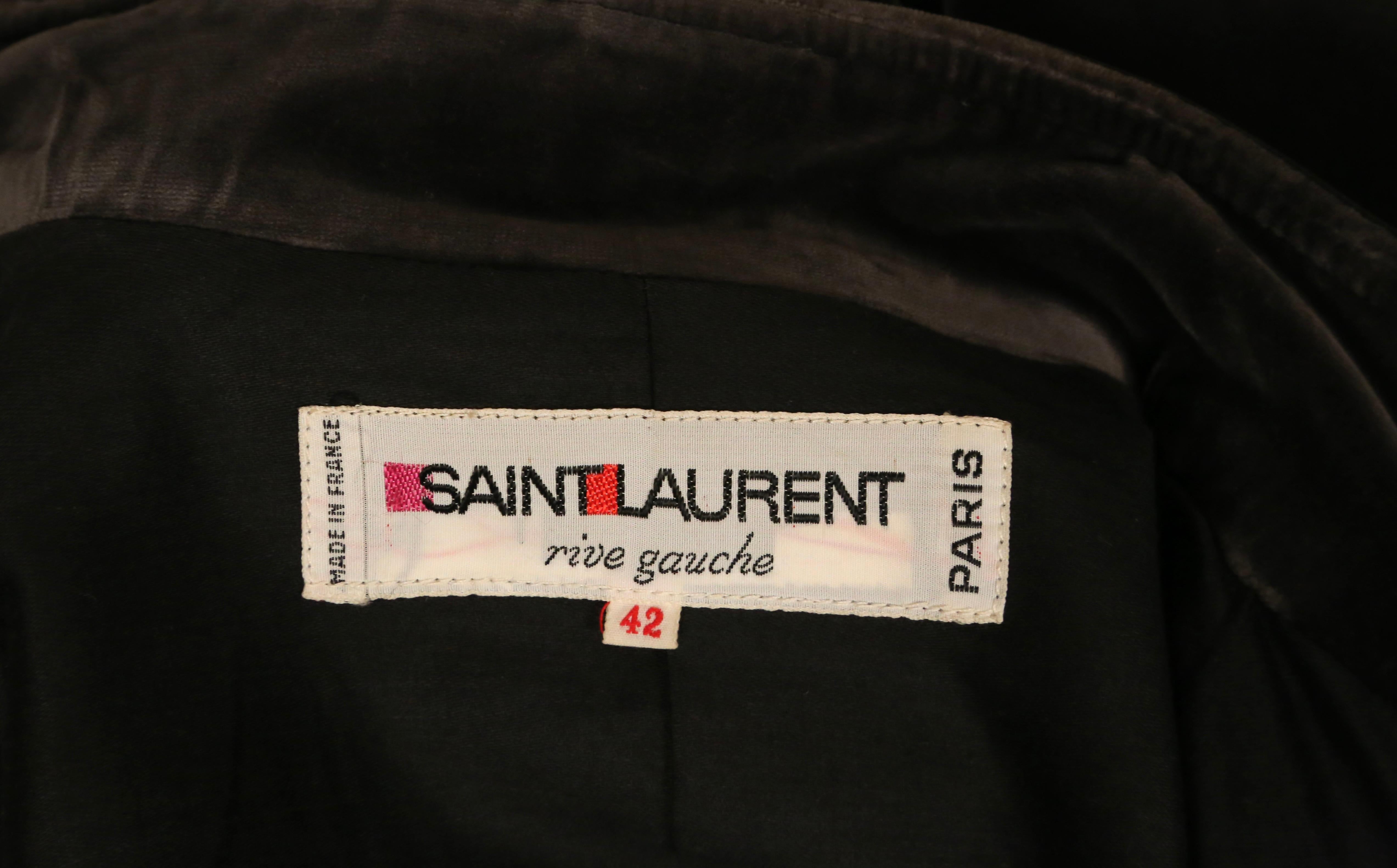 1976 YVES SAINT LAURENT 'Ballets Russes Opera' grey velvet coat with black trim 5