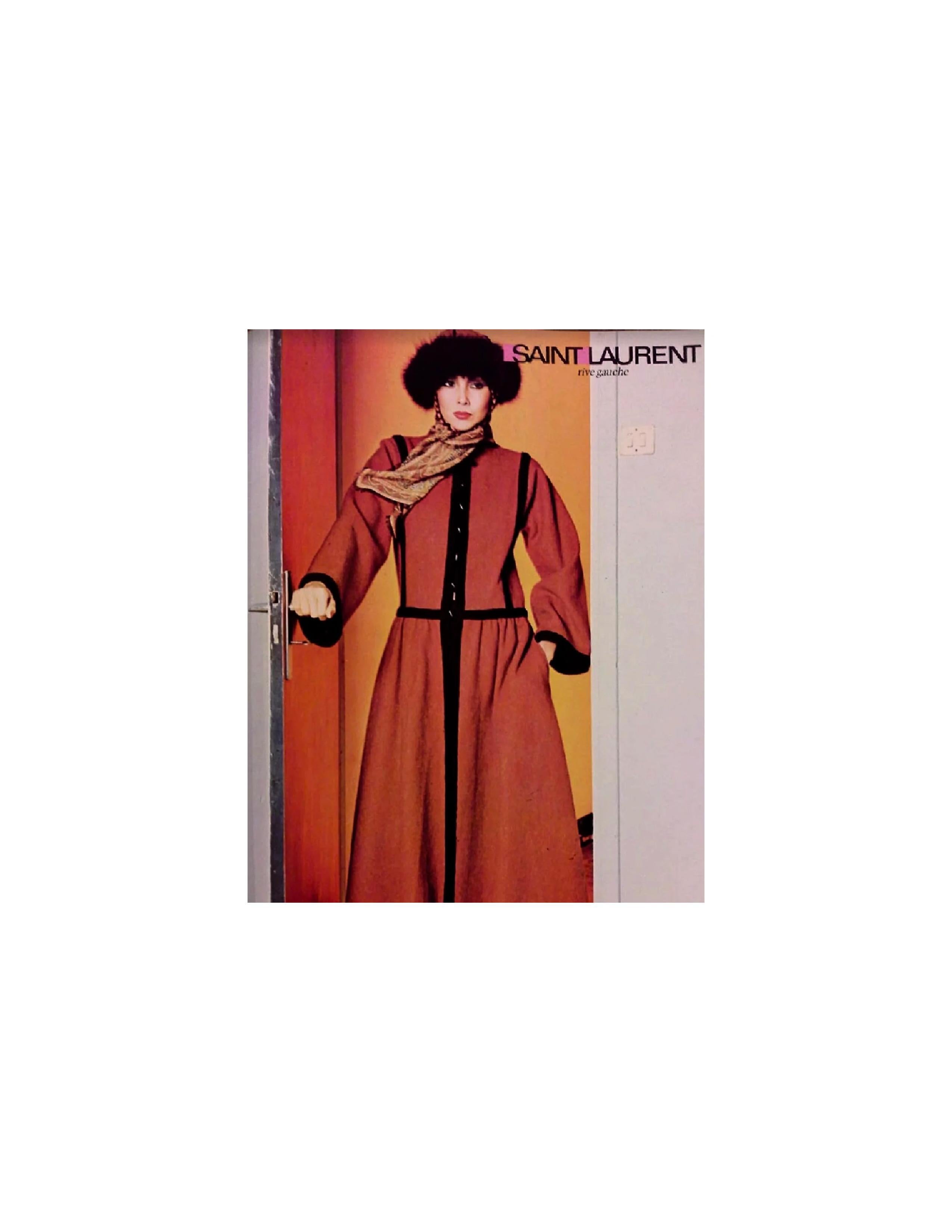 1976 YVES SAINT LAURENT 'Ballets Russes Opera' grey velvet coat with black trim 9