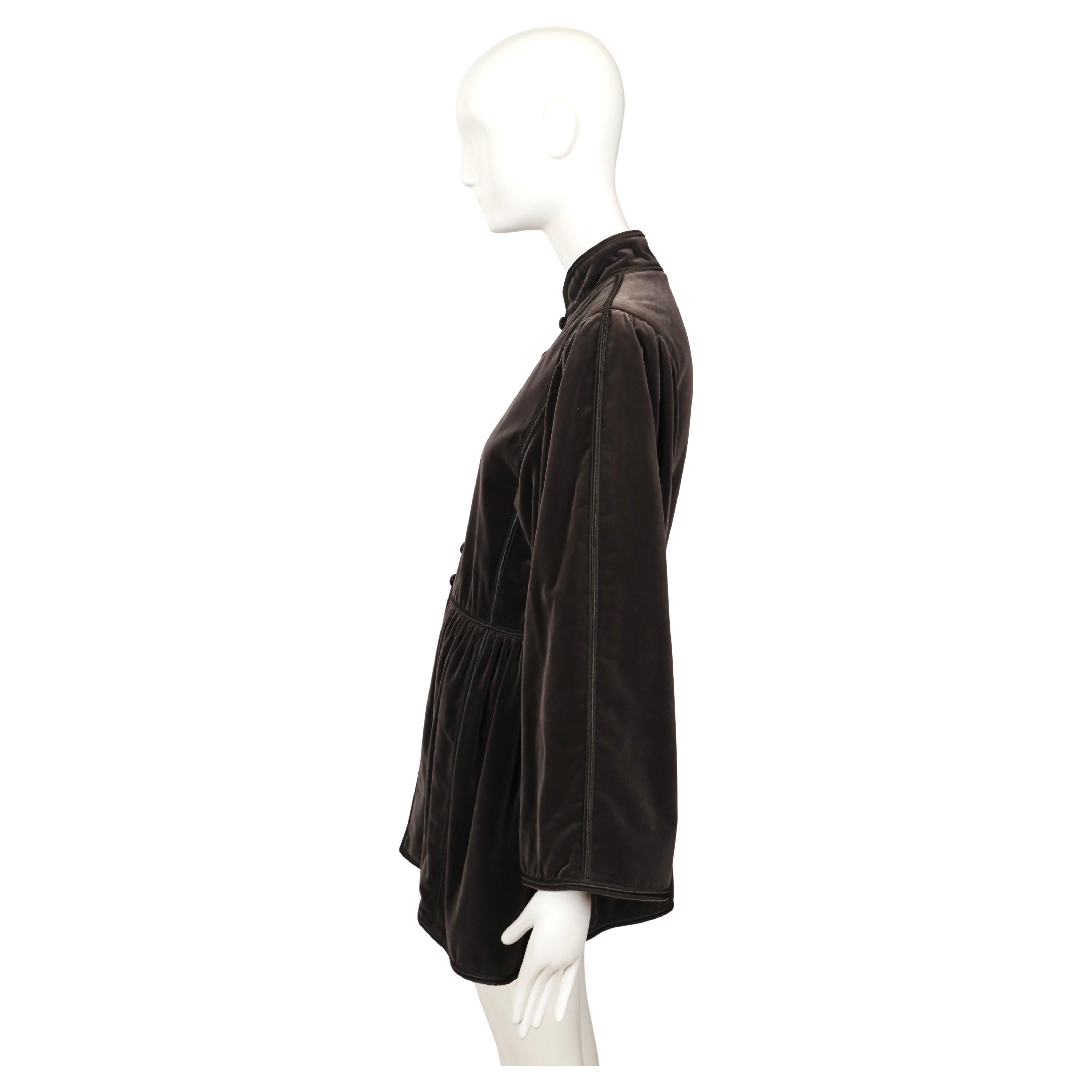 1976 YVES SAINT LAURENT 'Ballets Russes Opera' grey velvet coat with black trim 2