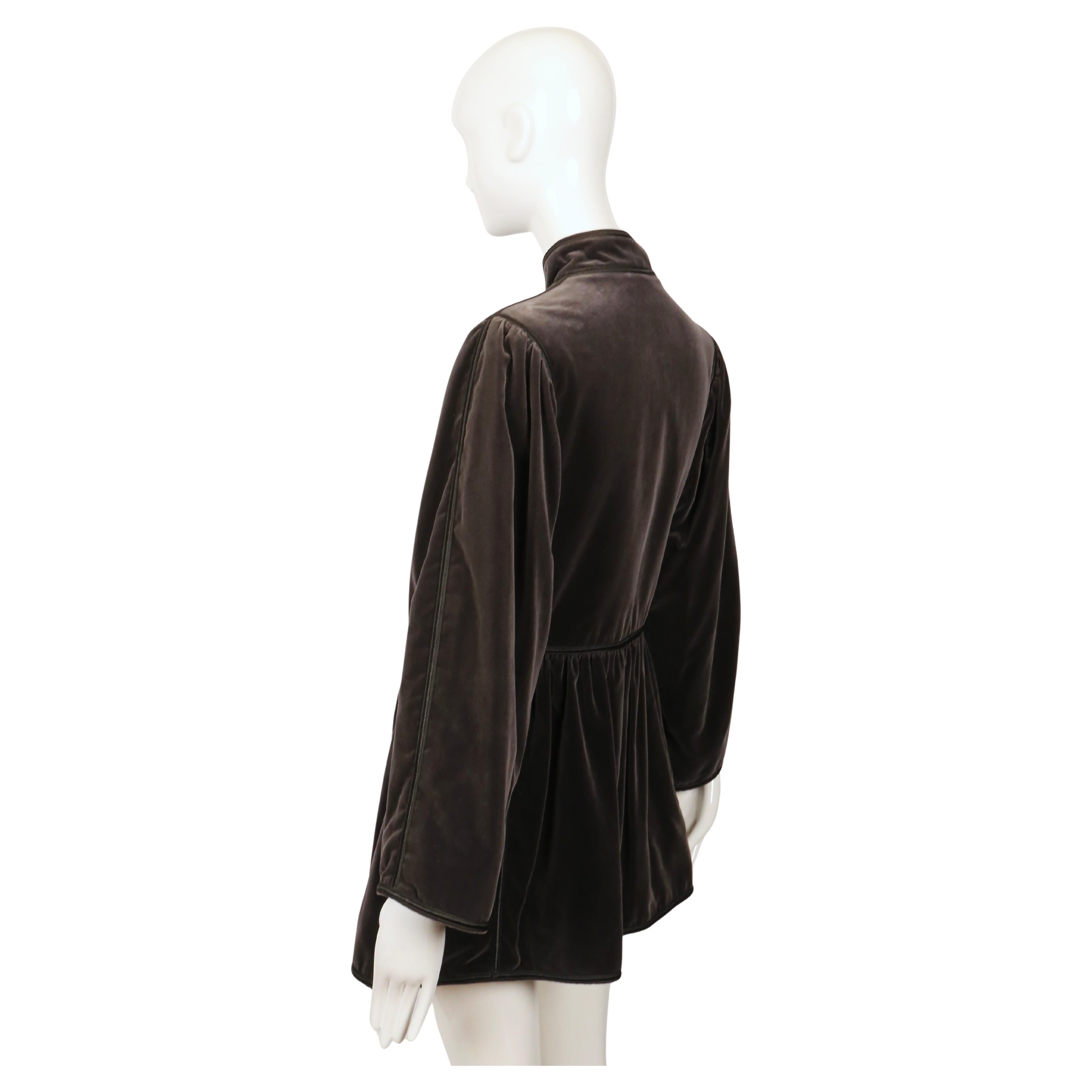 1976 YVES SAINT LAURENT 'Ballets Russes Opera' grey velvet coat with black trim 3