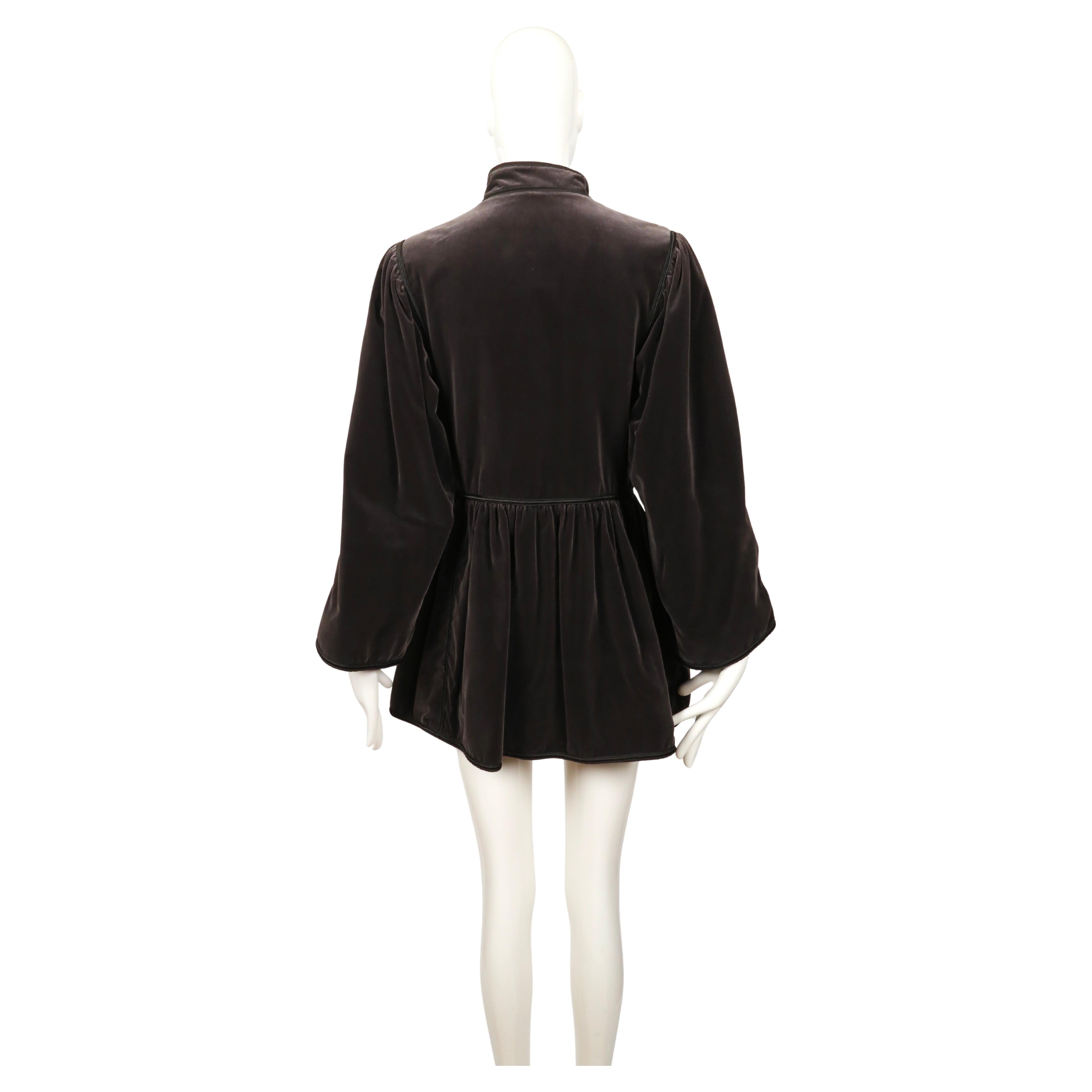 1976 YVES SAINT LAURENT 'Ballets Russes Opera' grey velvet coat with black trim 4