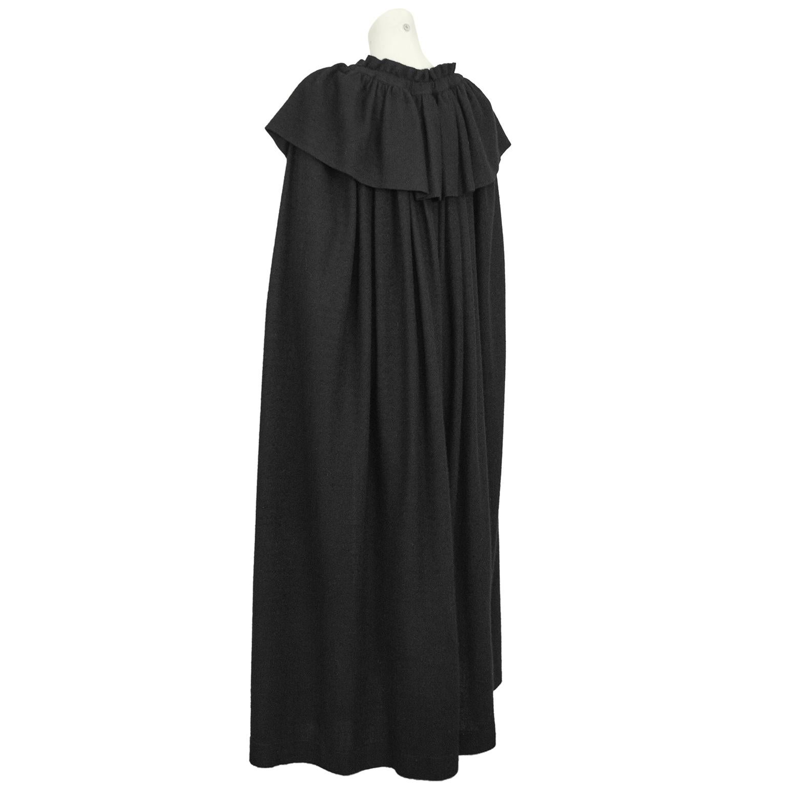 1976 Yves Saint Laurent Black Wool 'Russian' Cloak In Good Condition In Toronto, Ontario