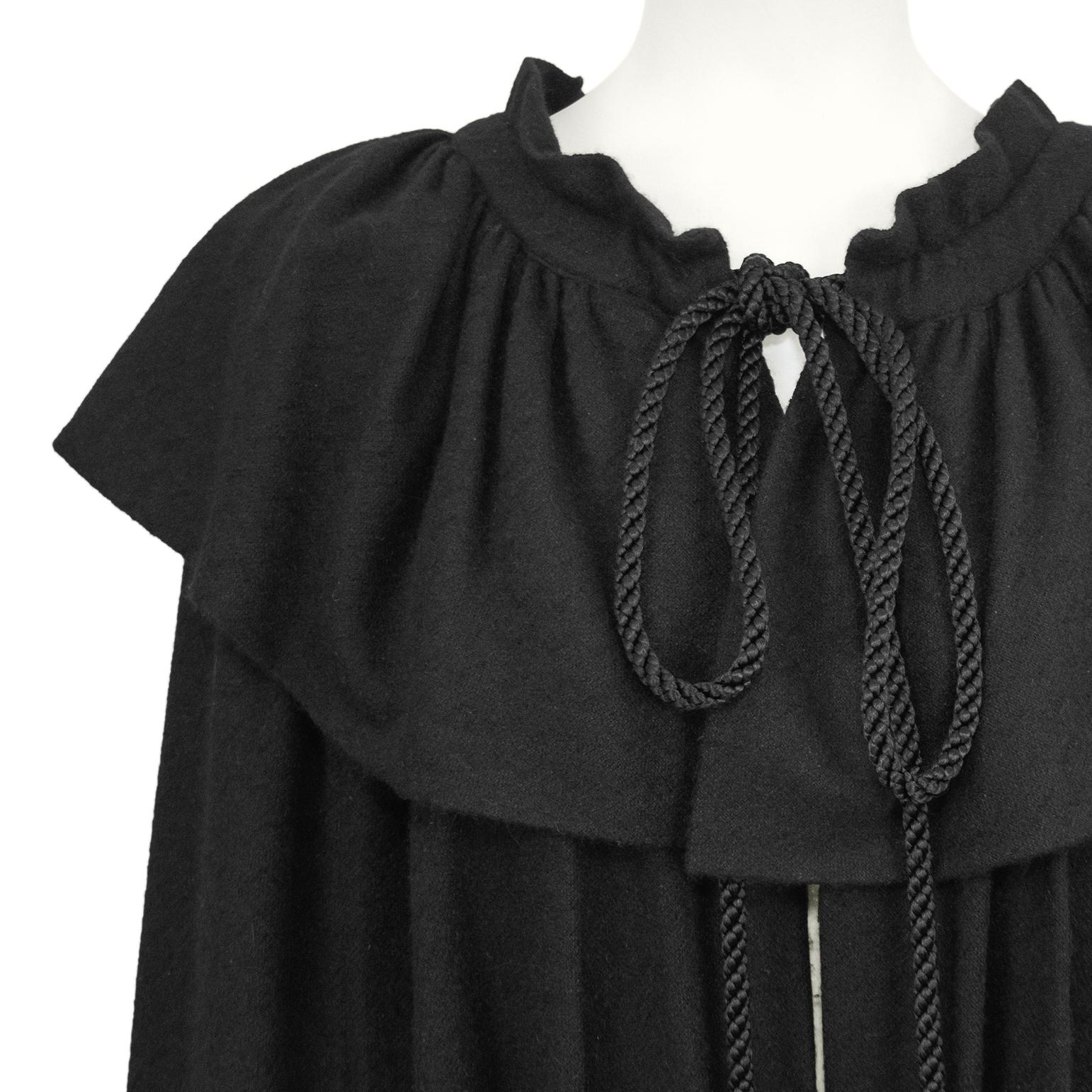Women's or Men's 1976 Yves Saint Laurent Black Wool 'Russian' Cloak