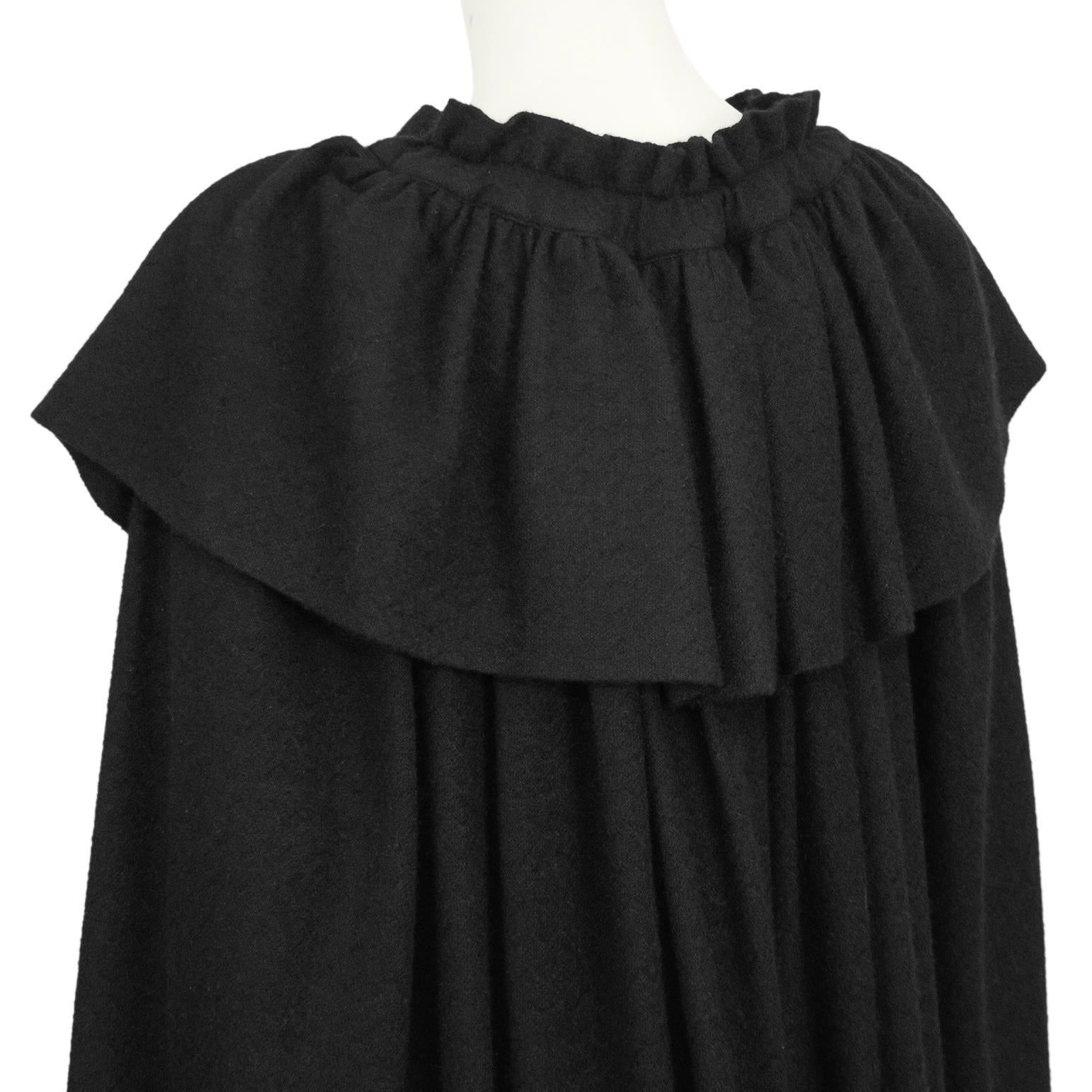 1976 Yves Saint Laurent Black Wool 'Russian' Cloak 1