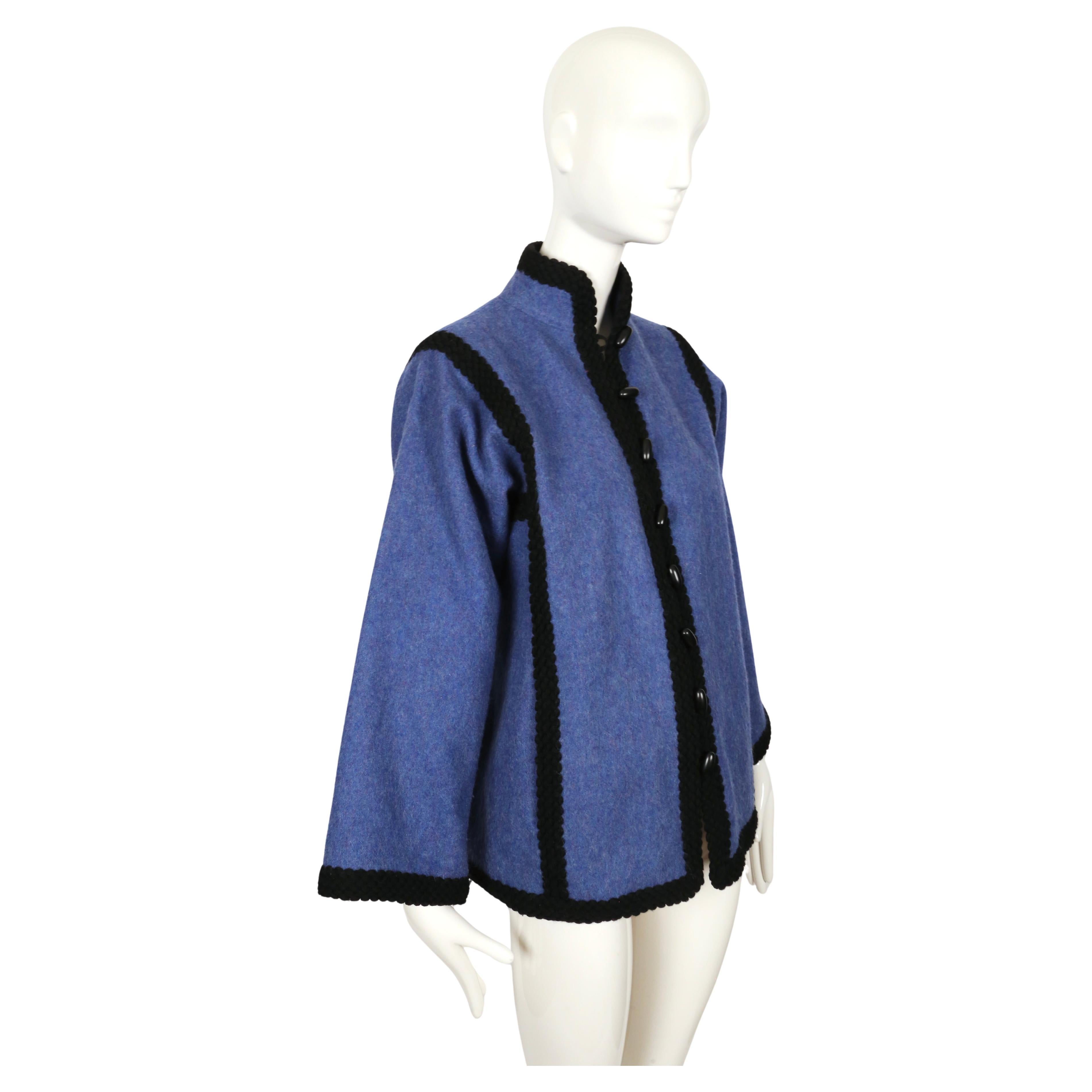 1976 YVES SAINT LAURENT 'opéras - ballets Russes' Wollmantel mit geflochtenen Besätzen im Zustand „Gut“ in San Fransisco, CA