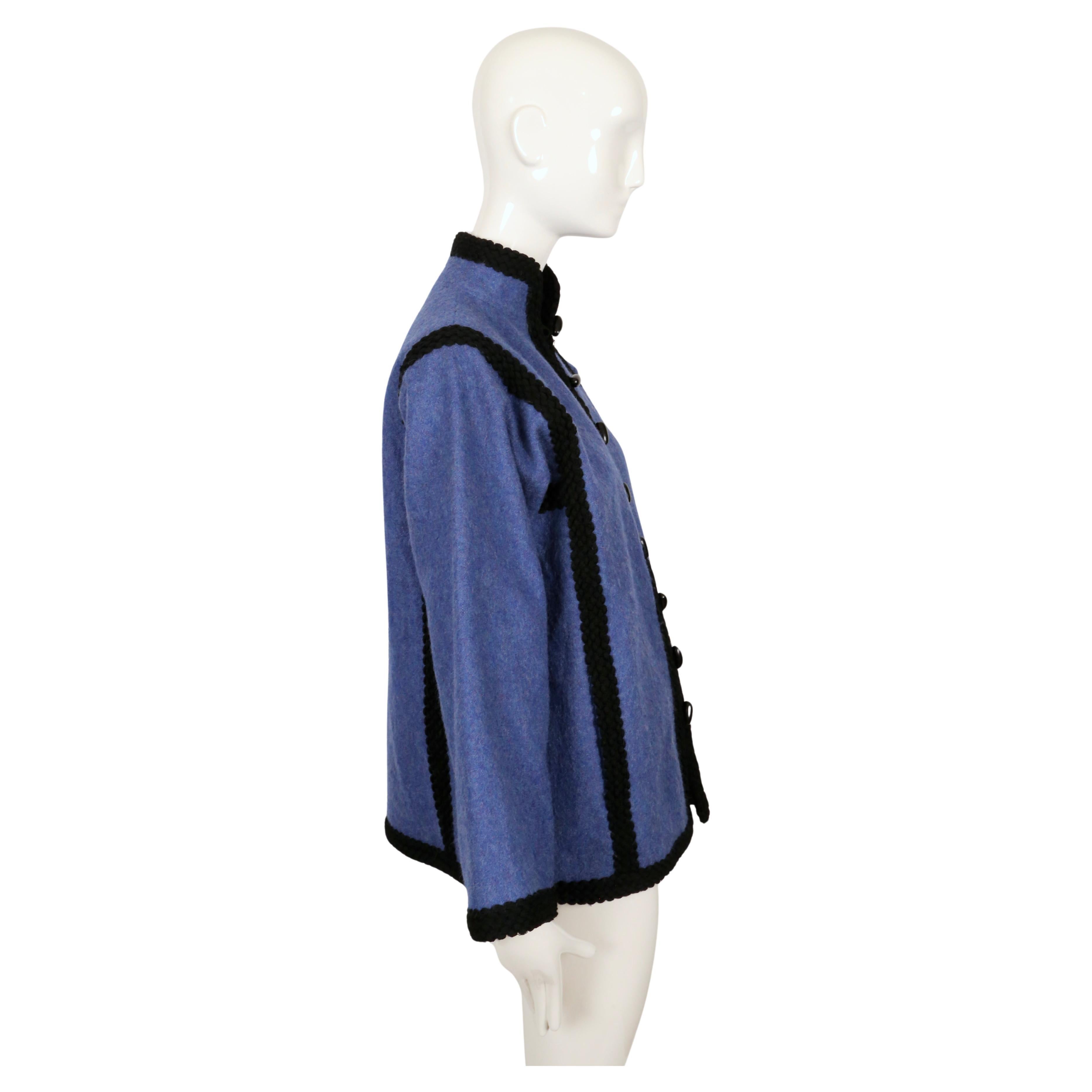 1976 YVES SAINT LAURENT 'opéras - ballets Russes' Wollmantel mit geflochtenen Besätzen für Damen oder Herren