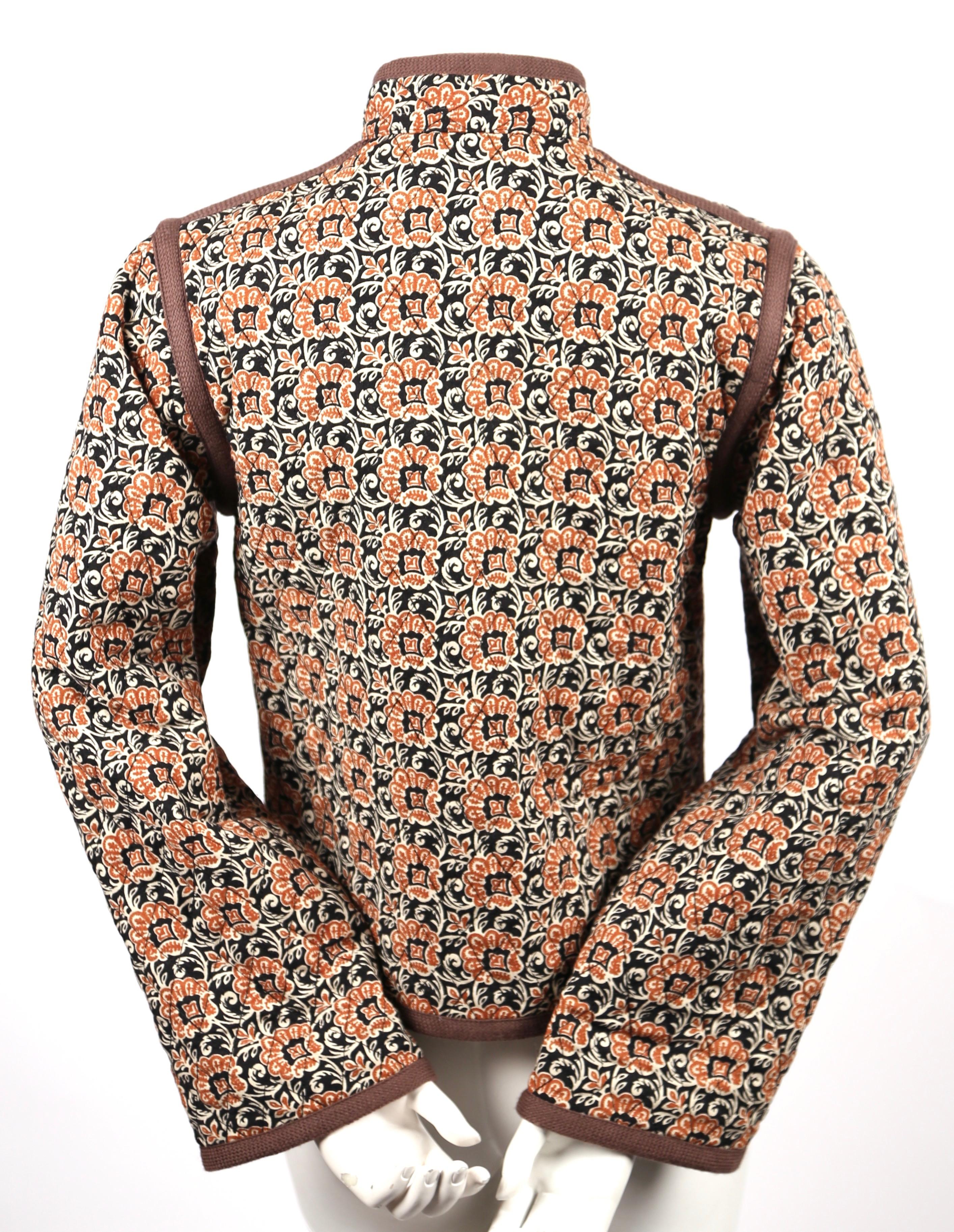 Brown 1976 YVES SAINT LAURENT quilted floral peasant jacket