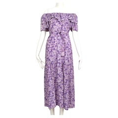 1976 YVES SAINT LAURENT rive gauche purple silk floral RUNWAY dress