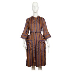 1976 Yves Saint Laurent Rive Gauche Robe chemise en satin de coton marocain rayé