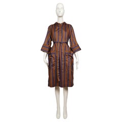 1976 Yves Saint Laurent Rive Gauche Robe chemise en satin de coton marocain rayé