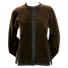 1976 YVES SAINT LAURENT Russian collection brown velvet jacket with black trim
