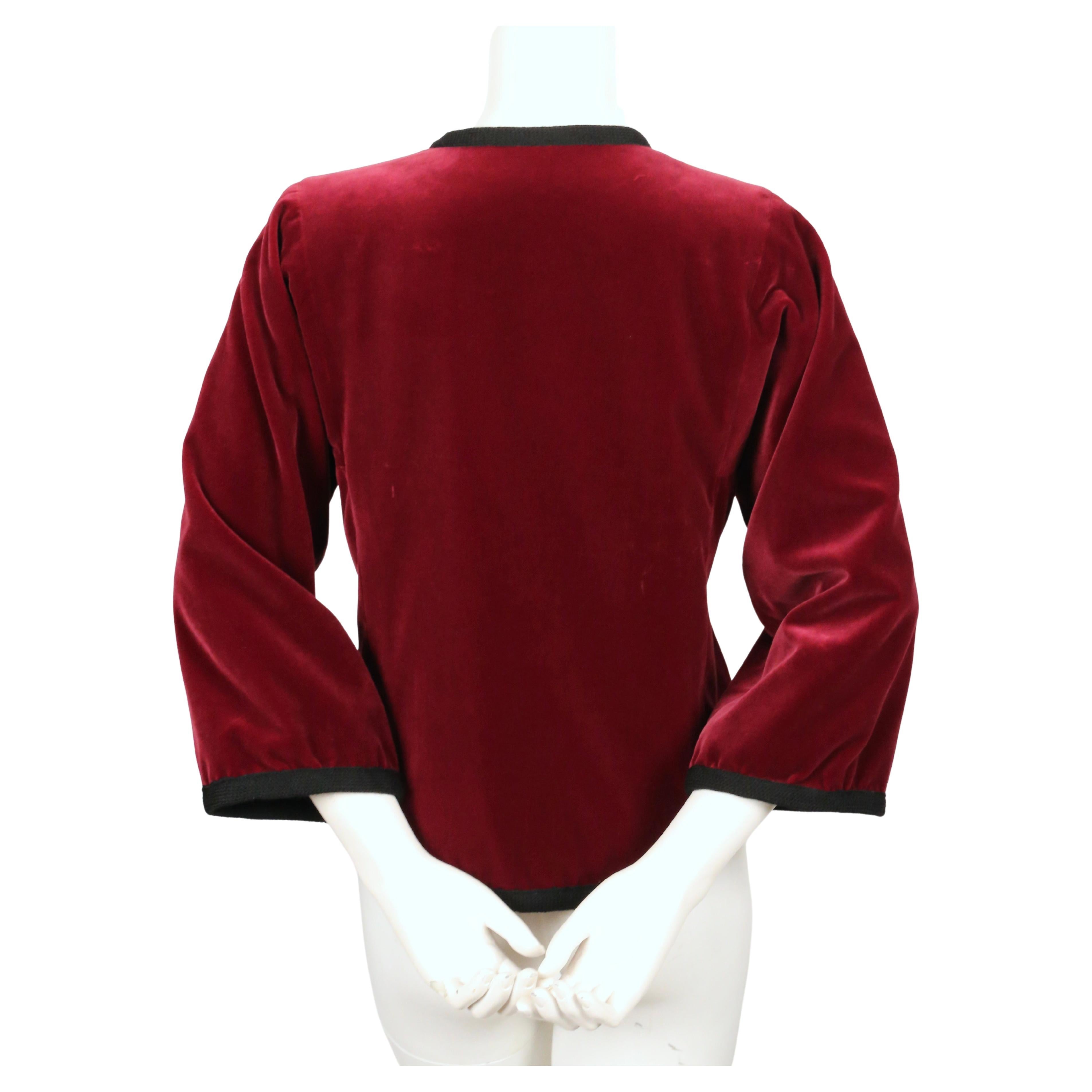 1976 YVES SAINT LAURENT Russian collection burgundy velvet jacket   For Sale 1