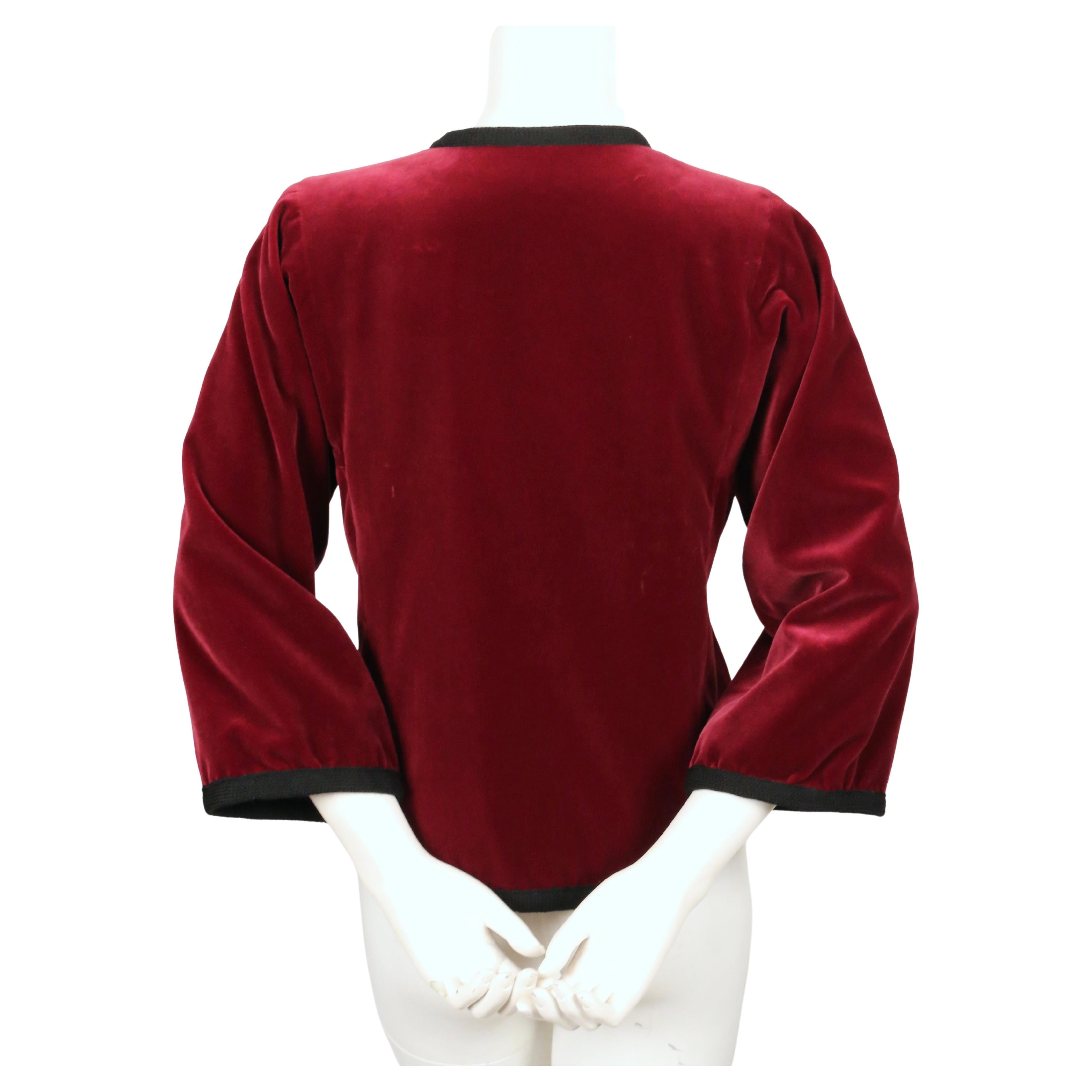 Women's or Men's 1976 YVES SAINT LAURENT Balle Russes collection burgundy velvet RUNWAY jacket For Sale