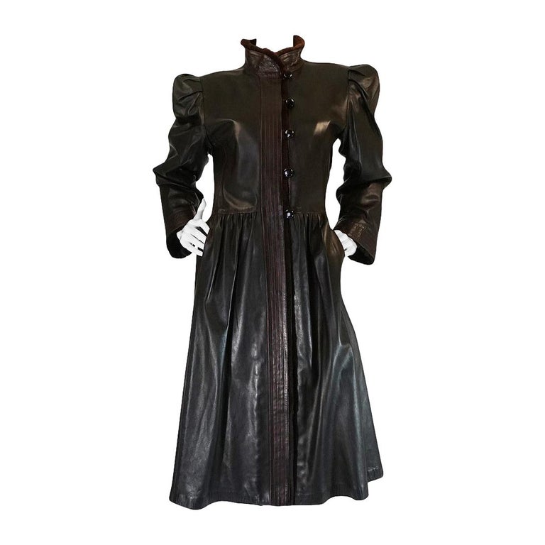 1976 Yves Saint Laurent Russian Collection Fur & Leather Coat For Sale