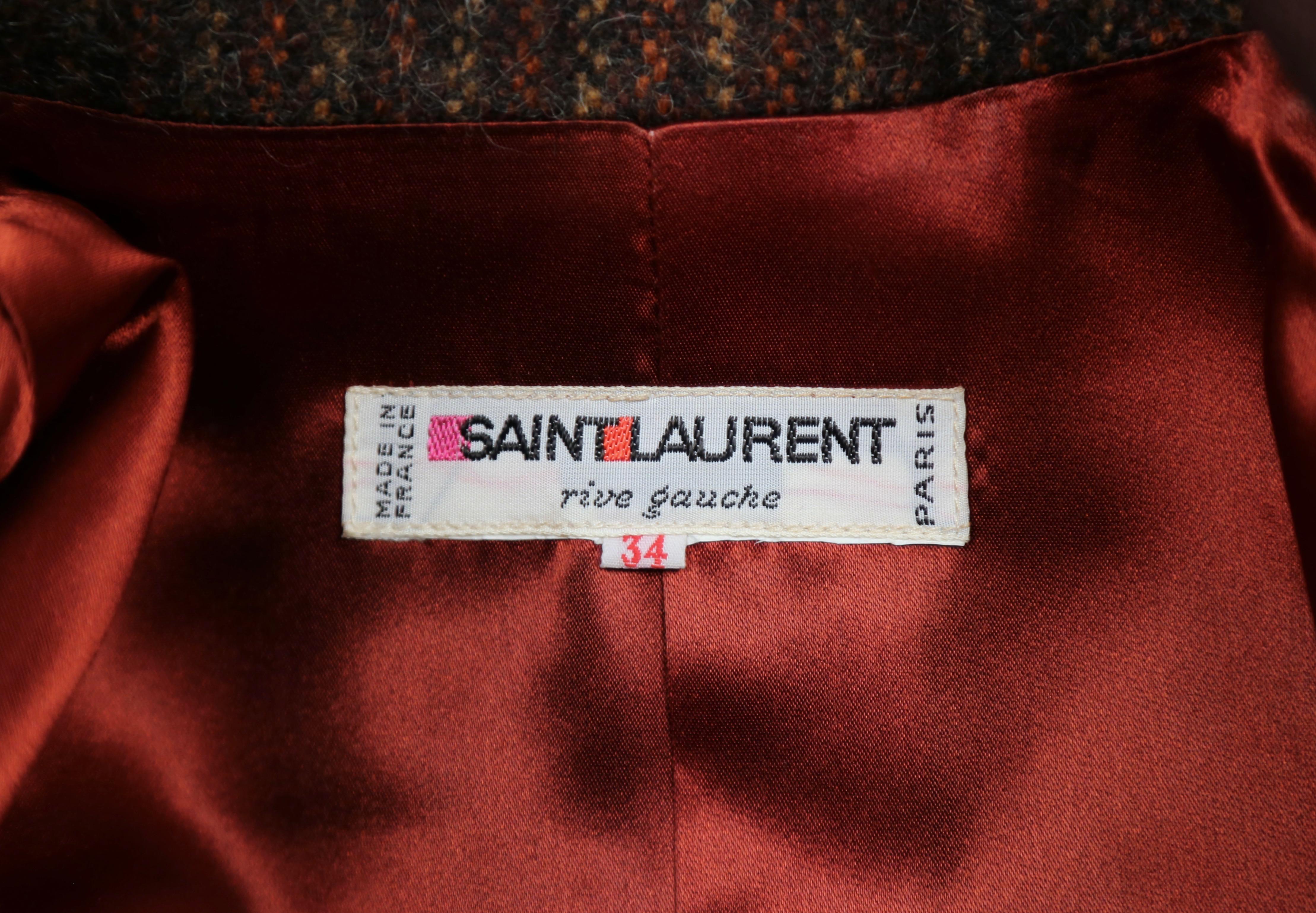 Women's or Men's 1976 YVES SAINT LAURENT 'Russian collection' striped wool coat