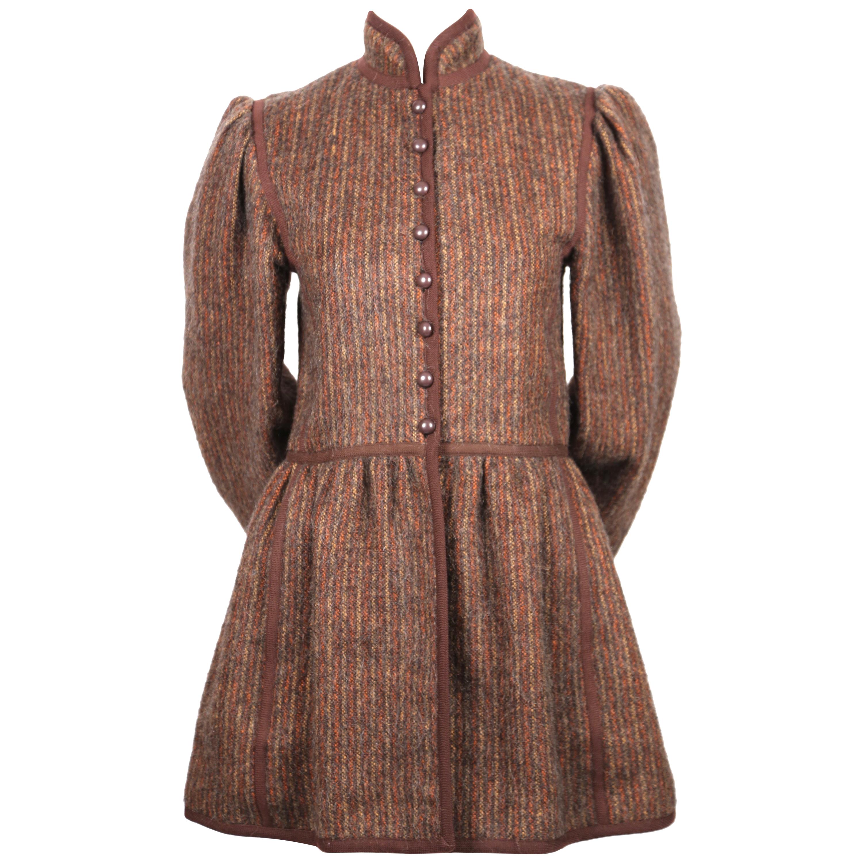 1976 YVES SAINT LAURENT 
Russian collection
 striped wool coat