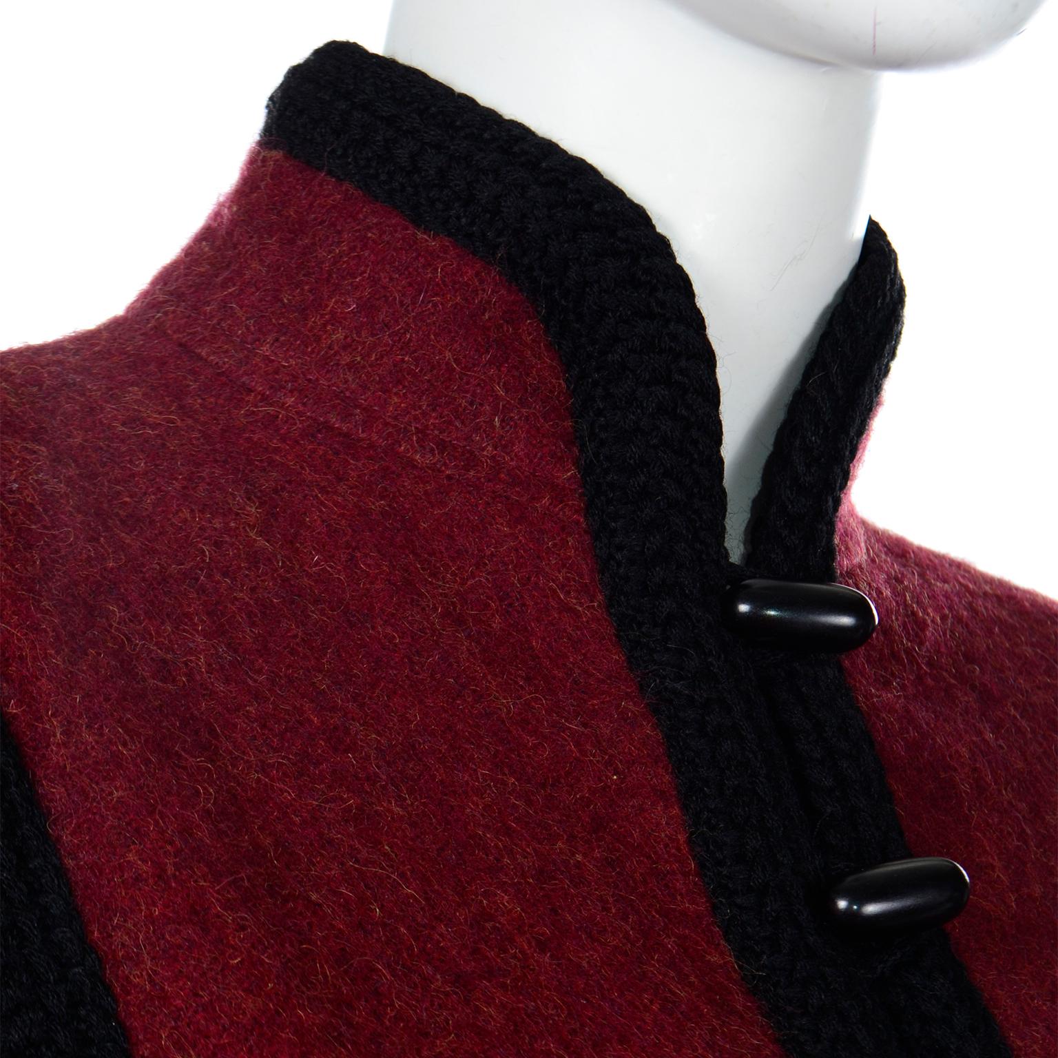 1976 Yves Saint Laurent Burgundy Wool Documented Russian Inspired Cossack Coat For Sale 7