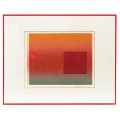 1977 Abstract Minimalist Surface Print with Collage, Manner of Josef Albers