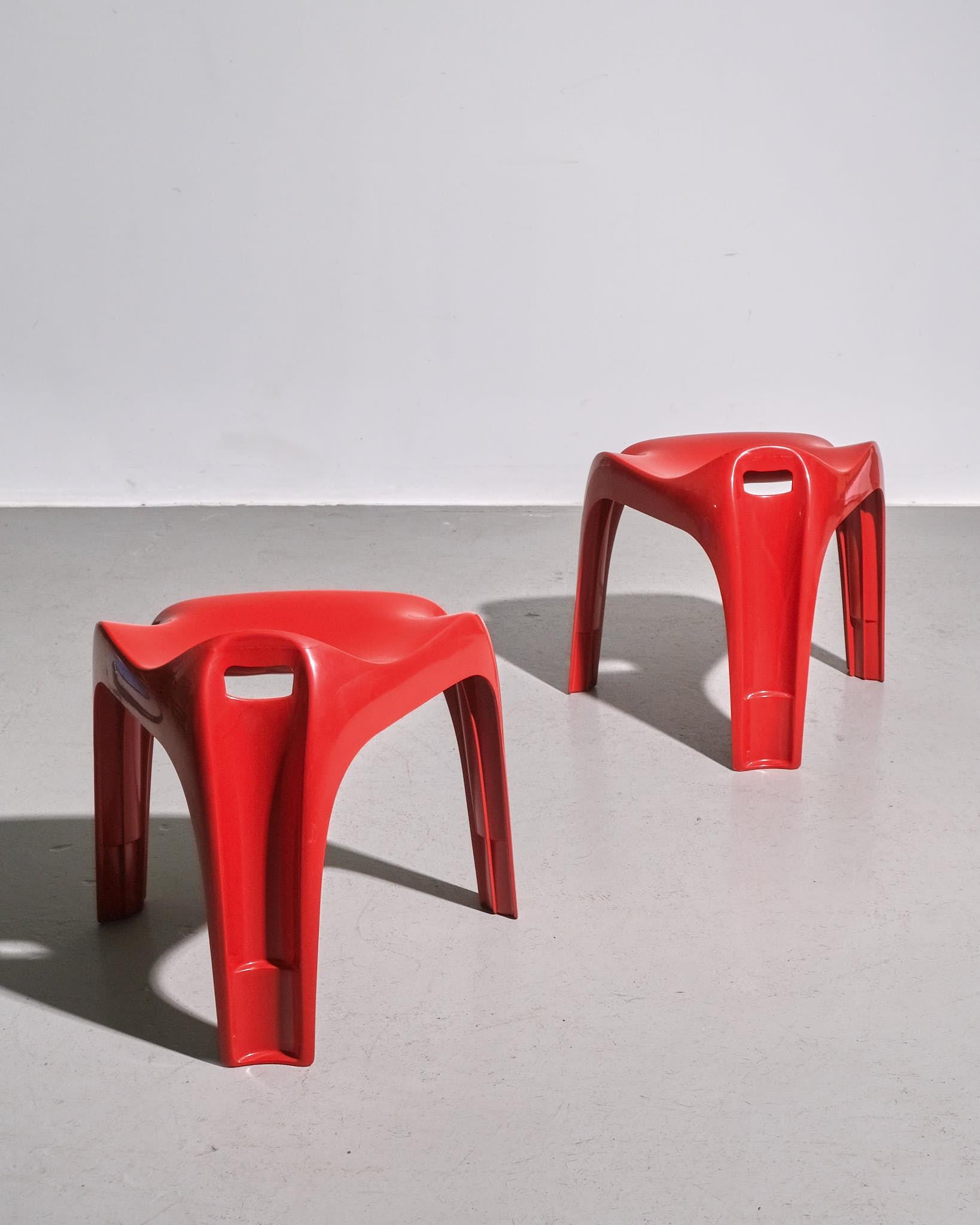 Mid-Century Modern 1977 Alexander Begge Red Casalina Stool For Sale