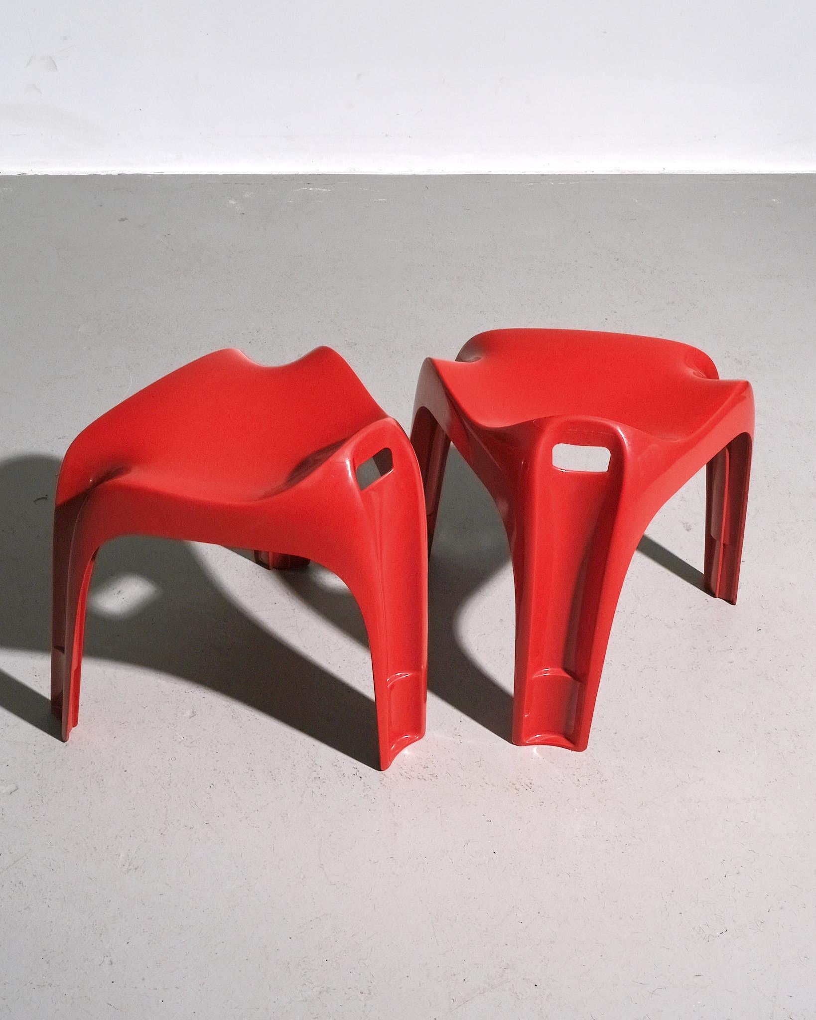 German 1977 Alexander Begge Red Casalina Stool For Sale