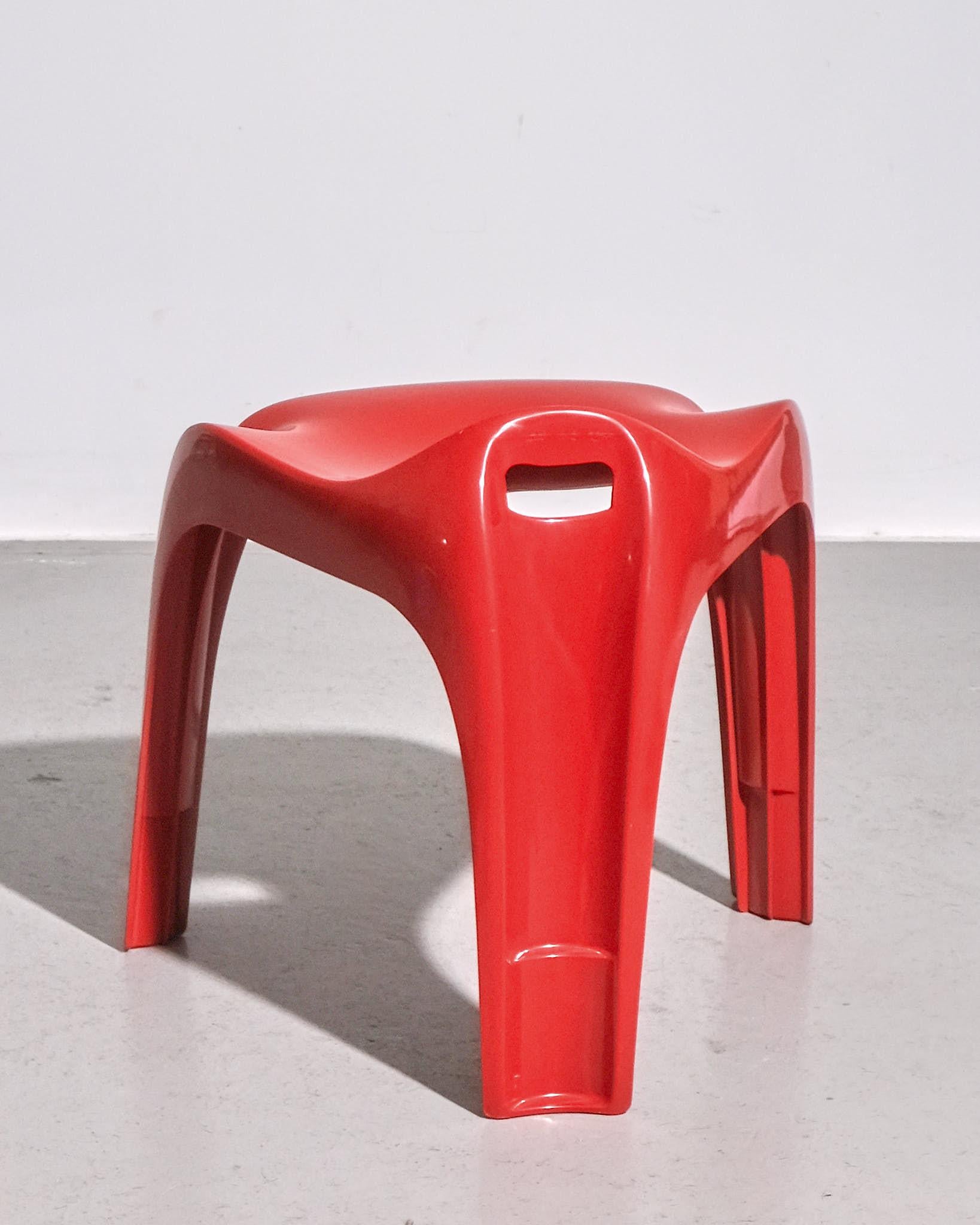 1977 Alexander Begge Red Casalina Stool For Sale 1