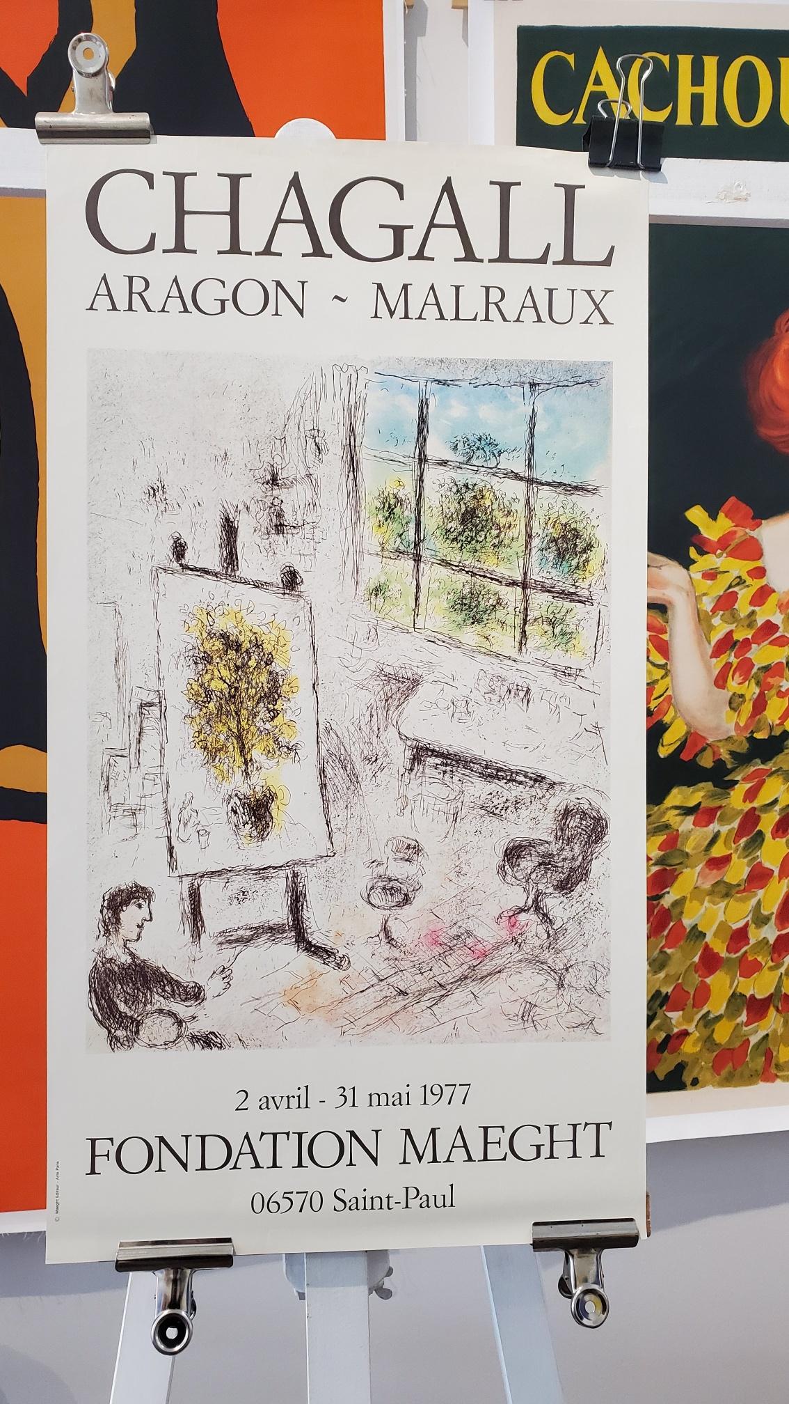 1977 'ARAGON MALRAUX' MARC CHAGALL original exhibition poster.

This poster is in excellent condition, the colours are vibrant. 

CONDITION 
Good

FORMAT 
Un-linen backed

DIMENSIONS 
76 x 40 cm

ARTIST 
Chagall

YEAR 
1977