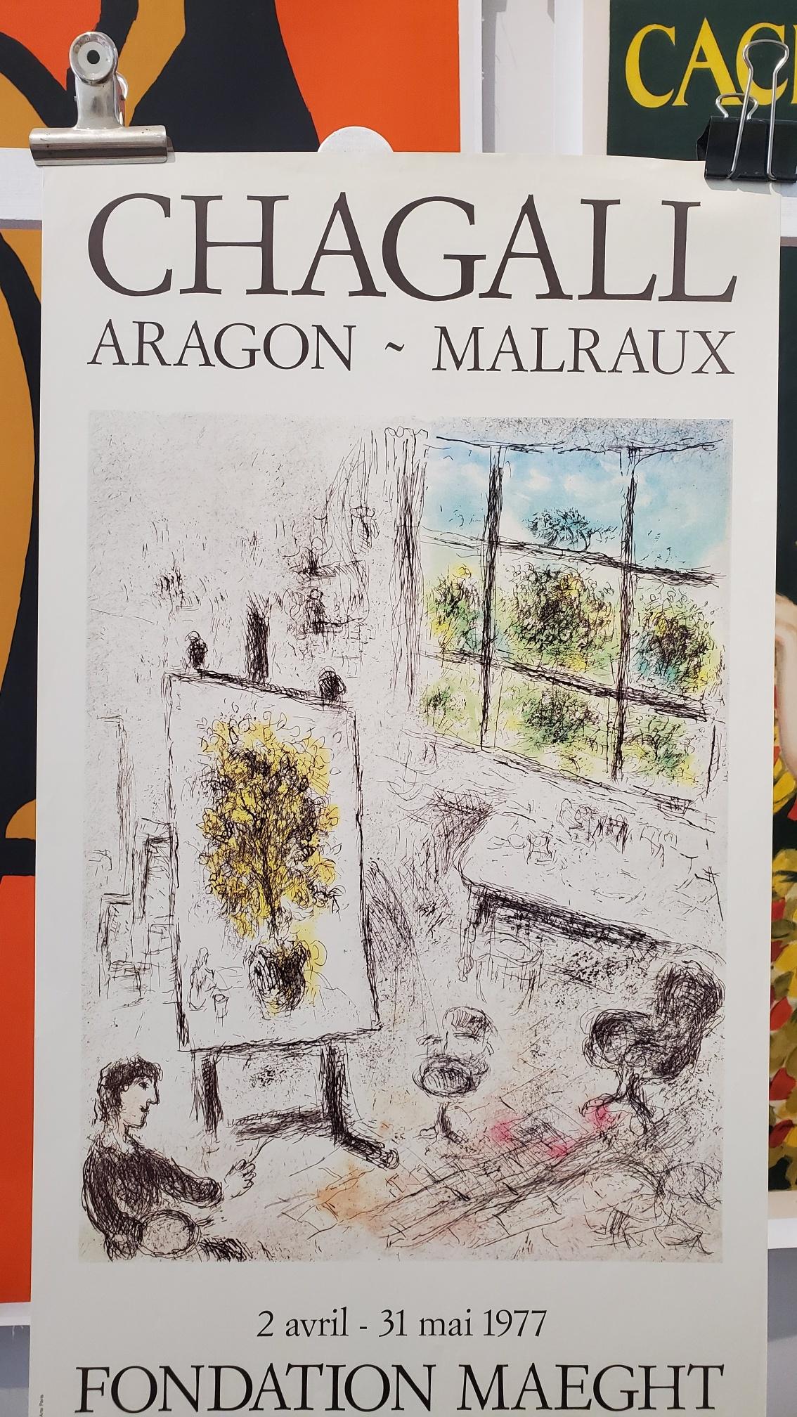 Mid-Century Modern 1977 'Aragon Malraux' Marc Chagall Original Exhibition Poster