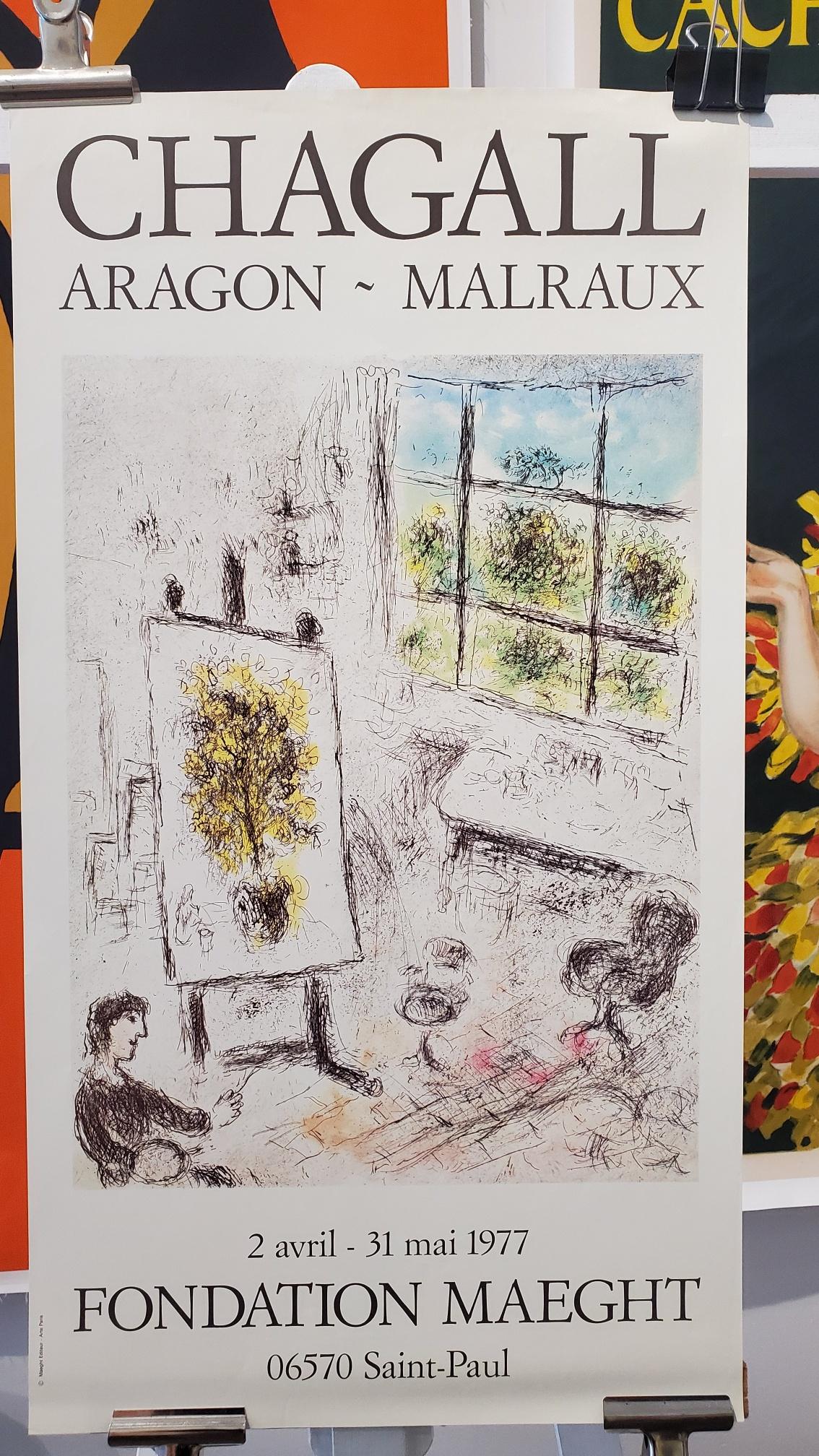 Original-Ausstellungsplakat „Aragon Malraux“ Marc Chagall, 1977 im Zustand „Gut“ in Melbourne, Victoria