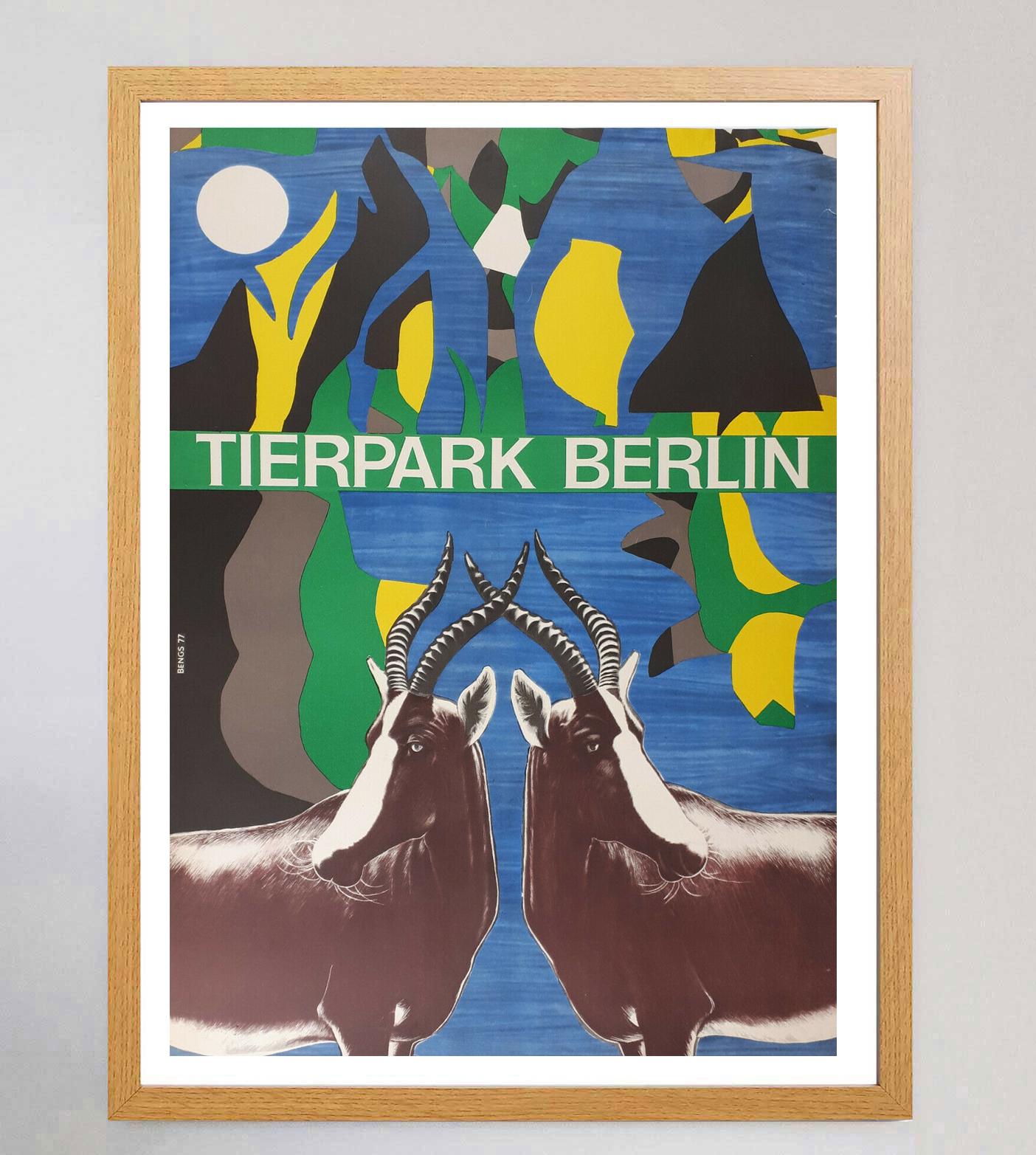 German 1977 Berlin Tierpark Zoo Original Vintage Poster For Sale