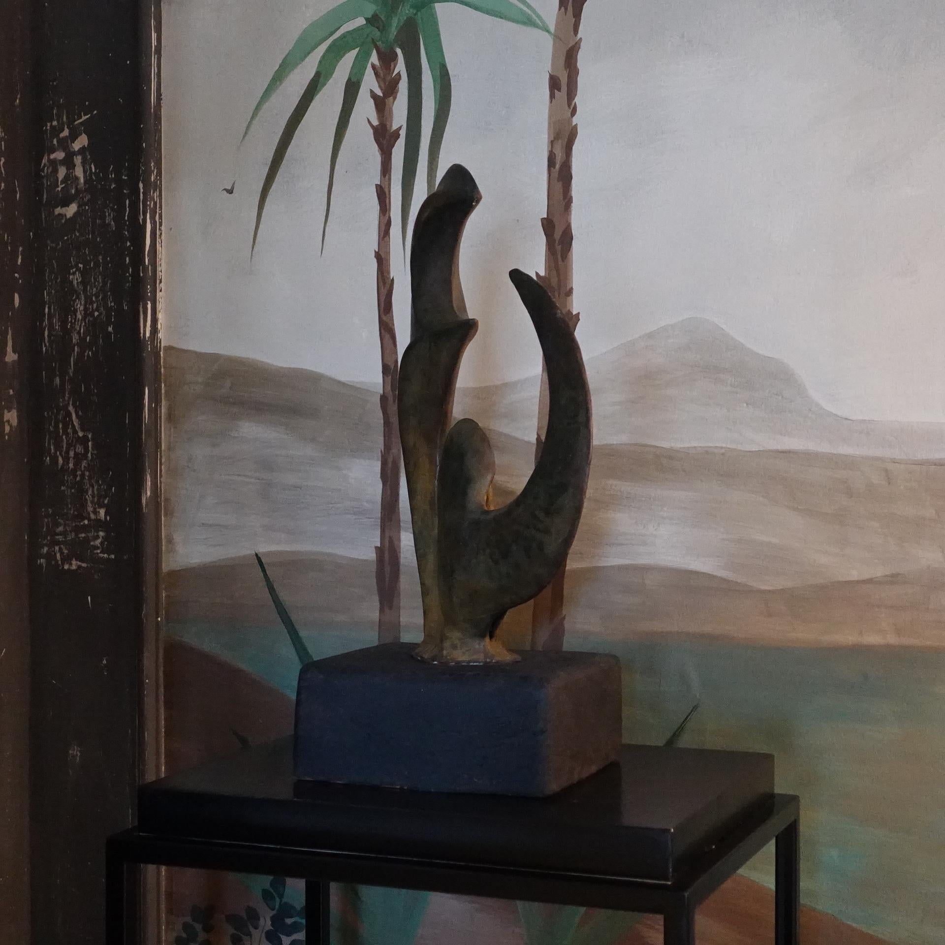 Late 20th Century 1977 Biagio Romeo Bronze Abstract Sculpture, Concrete Base