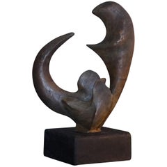 1977 Biagio Romeo Bronze Abstract Sculpture, Concrete Base