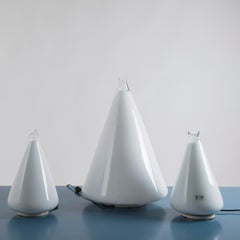 1977 "Buto" Table Lamp, Noti Massari for Leucos in White and Clear Glass