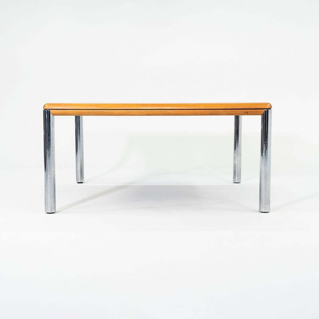 Moderne Table de salle à manger Charles Pfister pour Knoll de 1977 en chêne avec pieds chromés de 59 pouces en vente