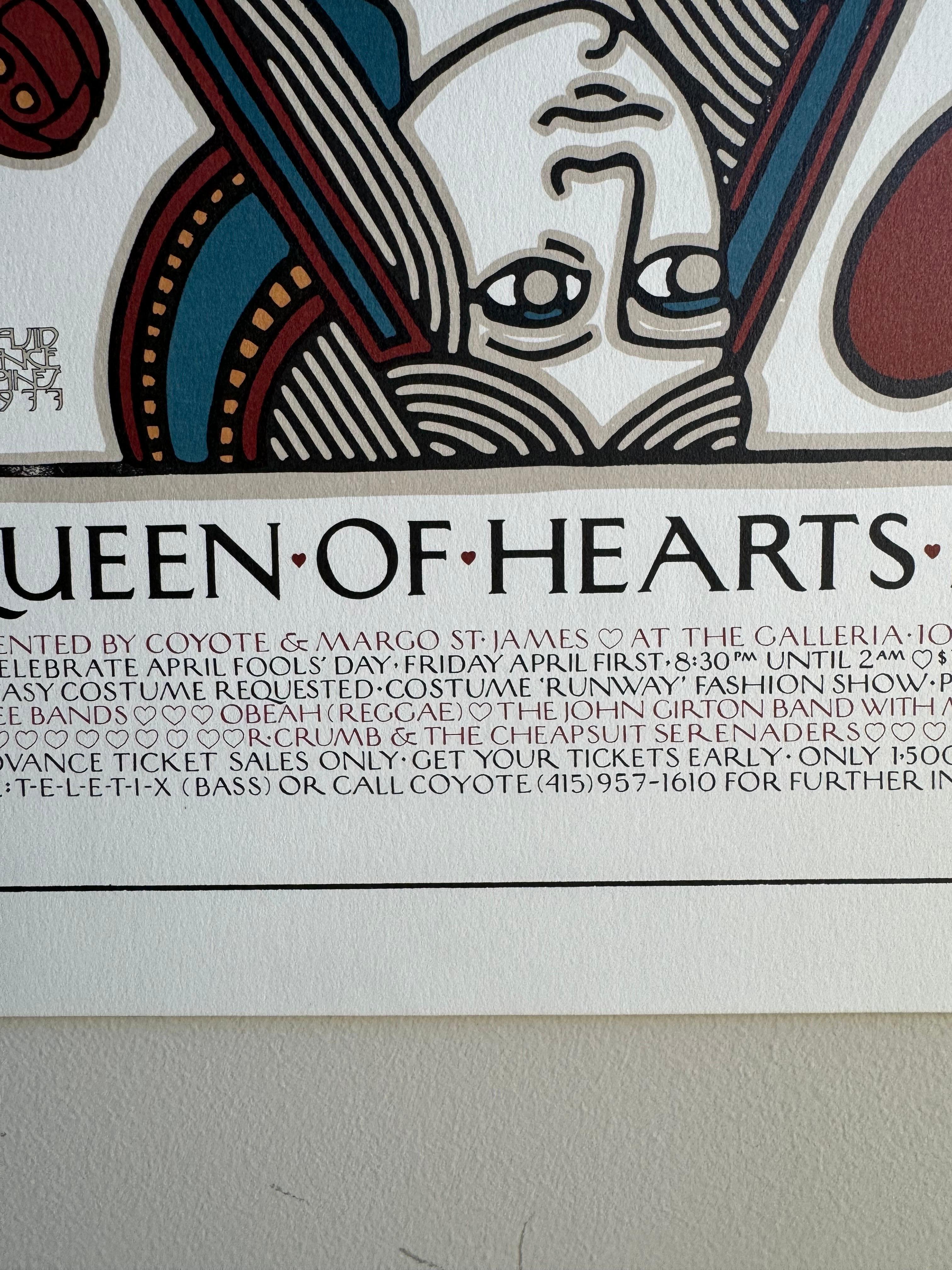 Américain Lithographie publicitaire « Queen Of Hearts Ball » de David Lance Goines, 1977   en vente