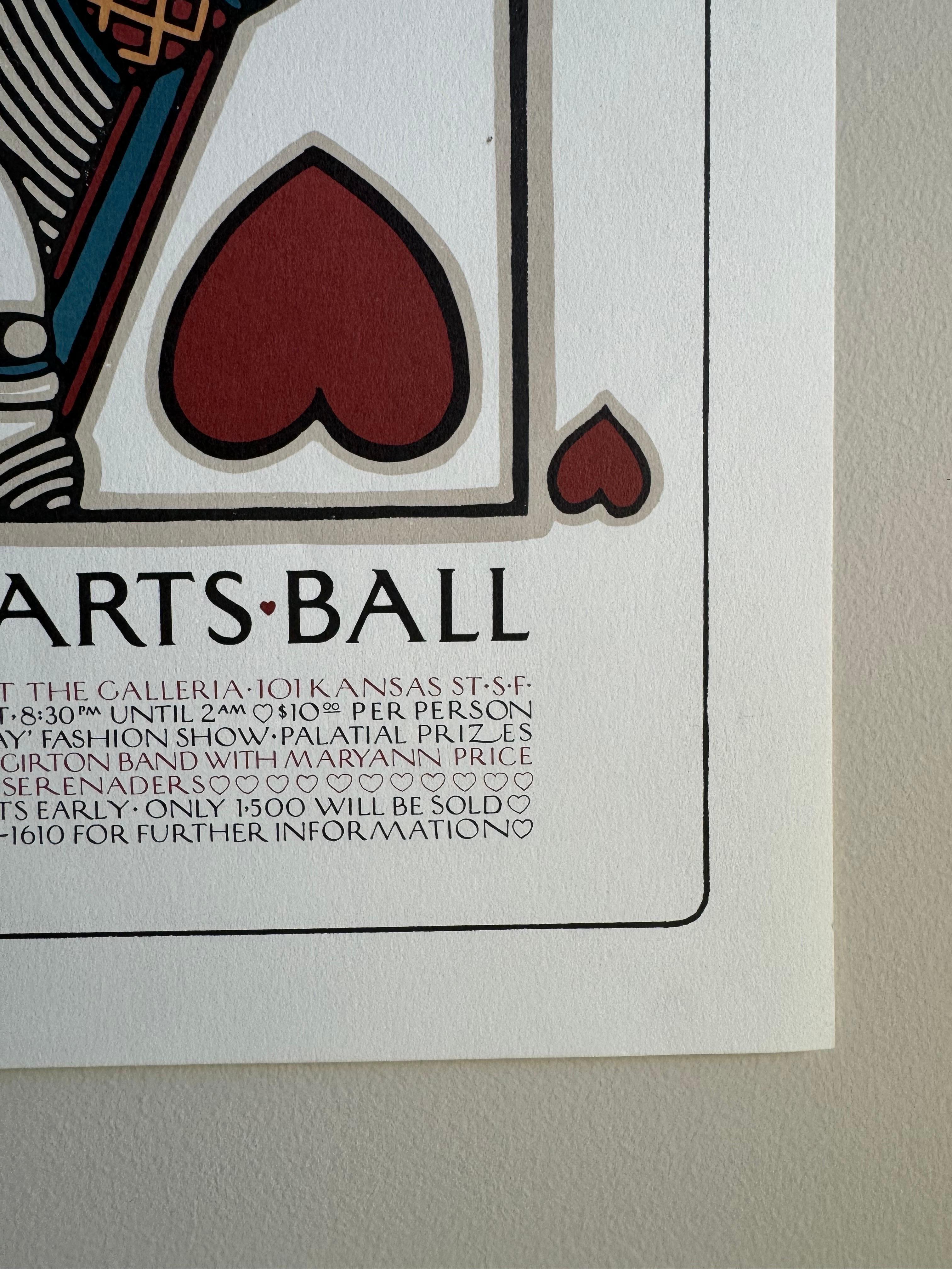 Autre Lithographie publicitaire « Queen Of Hearts Ball » de David Lance Goines, 1977   en vente