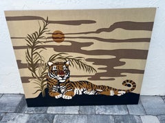 1977 Domus Textiles – Opera d’arte con tigre stampata a mano da Joan Spatrizano