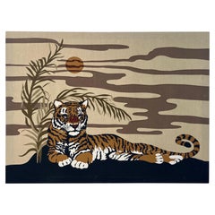 1977 Domus Textiles – Opera d’arte con tigre stampata a mano da Joan Spatrizano
