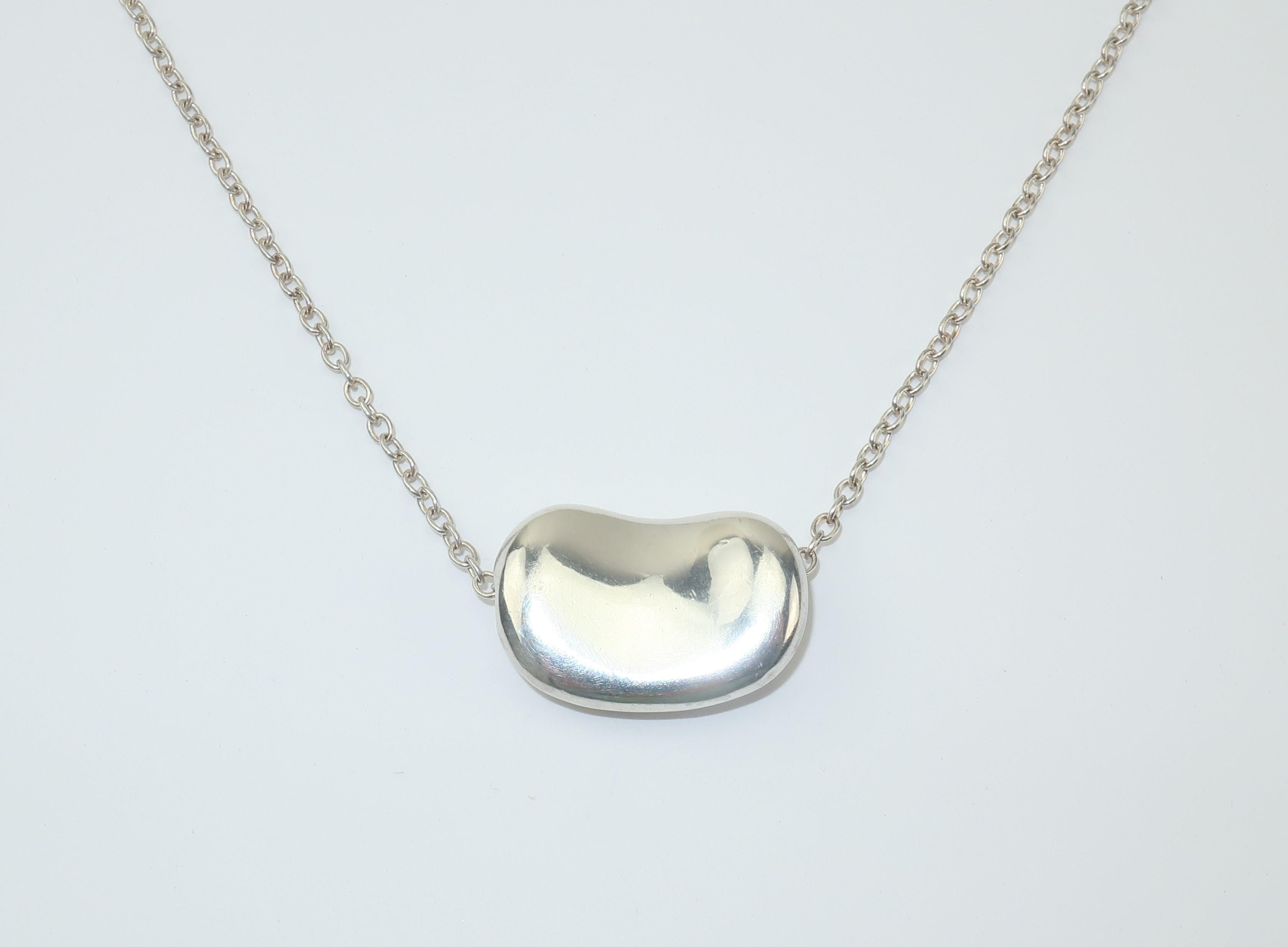 elsa peretti silver bean necklace