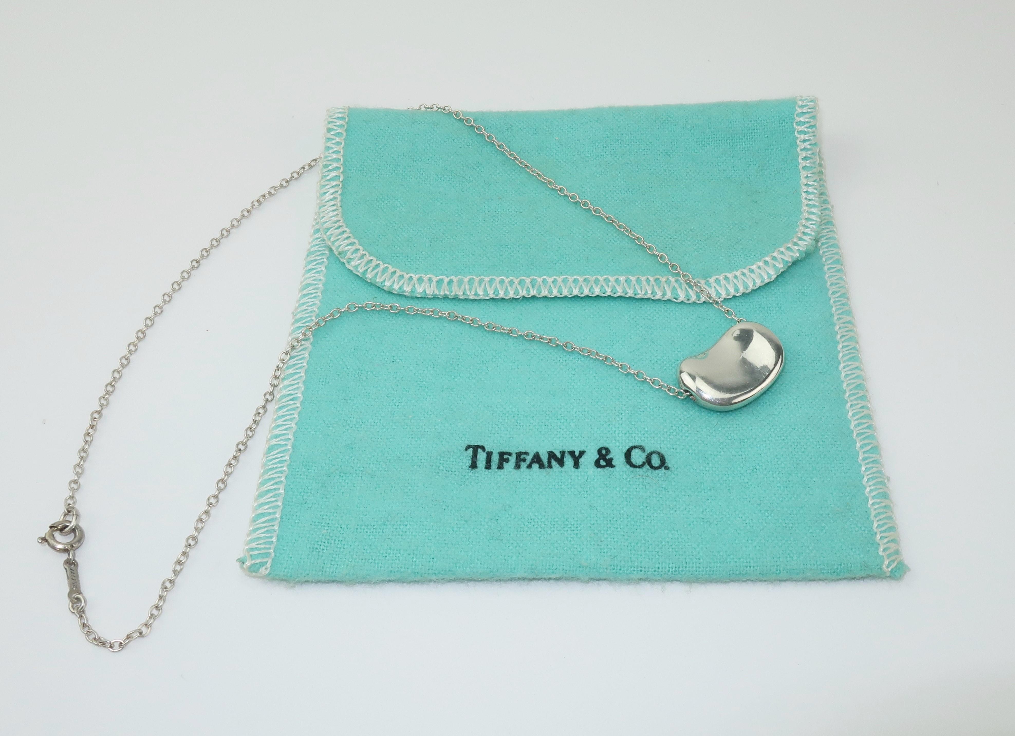 Women's 1977 Elsa Peretti Sterling Silver Bean Pendant Necklace for Tiffany & Co.