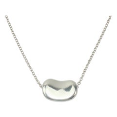 Vintage 1977 Elsa Peretti Sterling Silver Bean Pendant Necklace for Tiffany & Co.