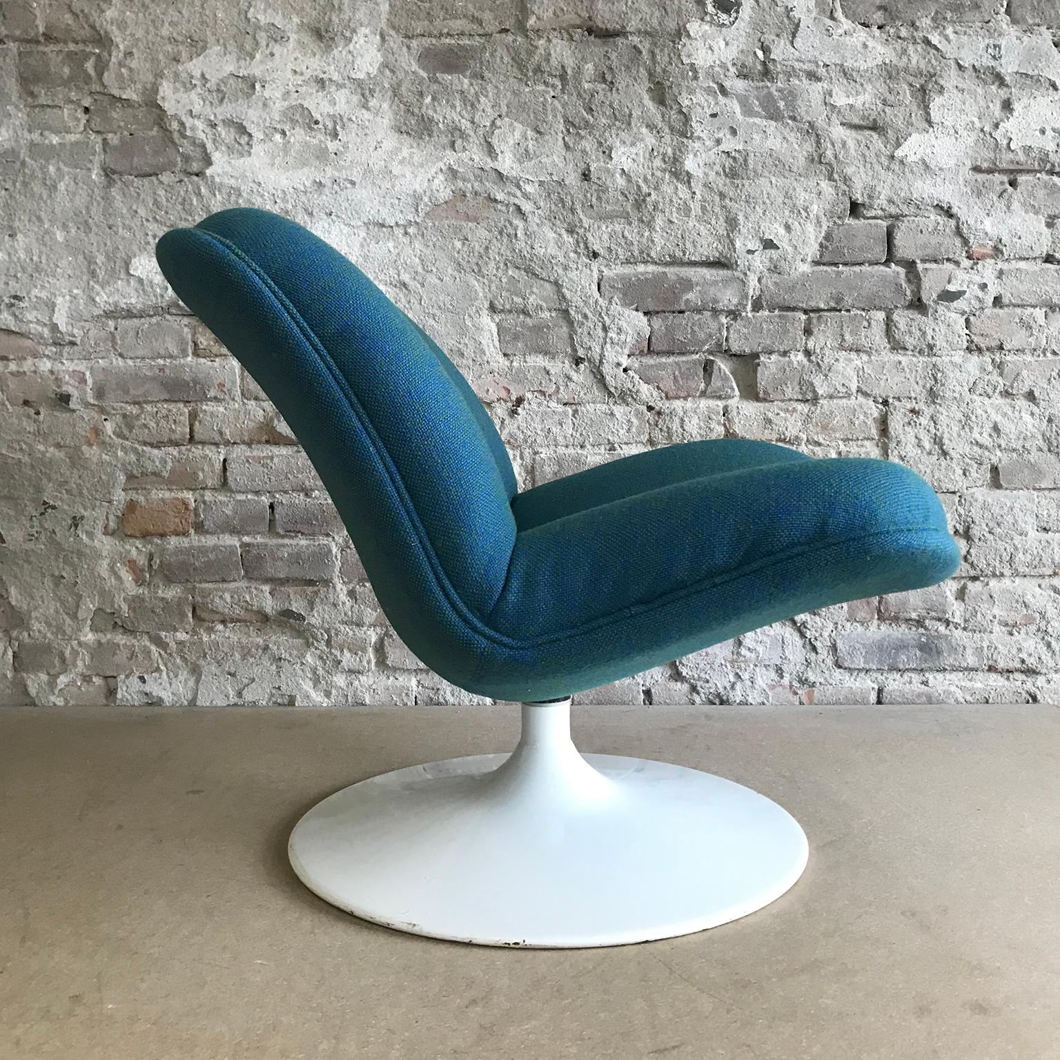 Dutch 1977, Geoffrey Harcourt, Artifort 508 Chair by New Upholstery Blue Green Fabric