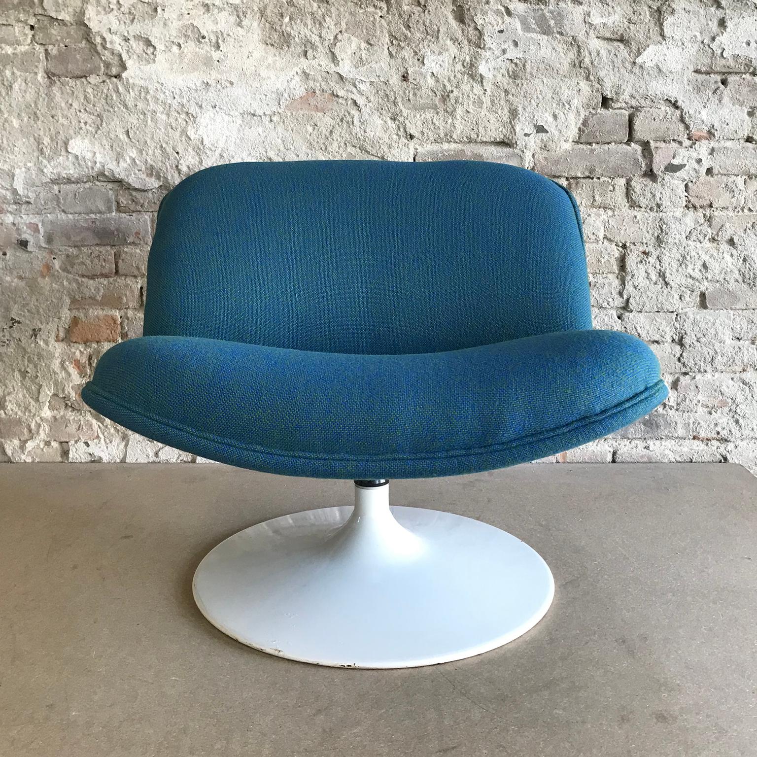 Metal 1977, Geoffrey Harcourt, Artifort 508 Chair by New Upholstery Blue Green Fabric