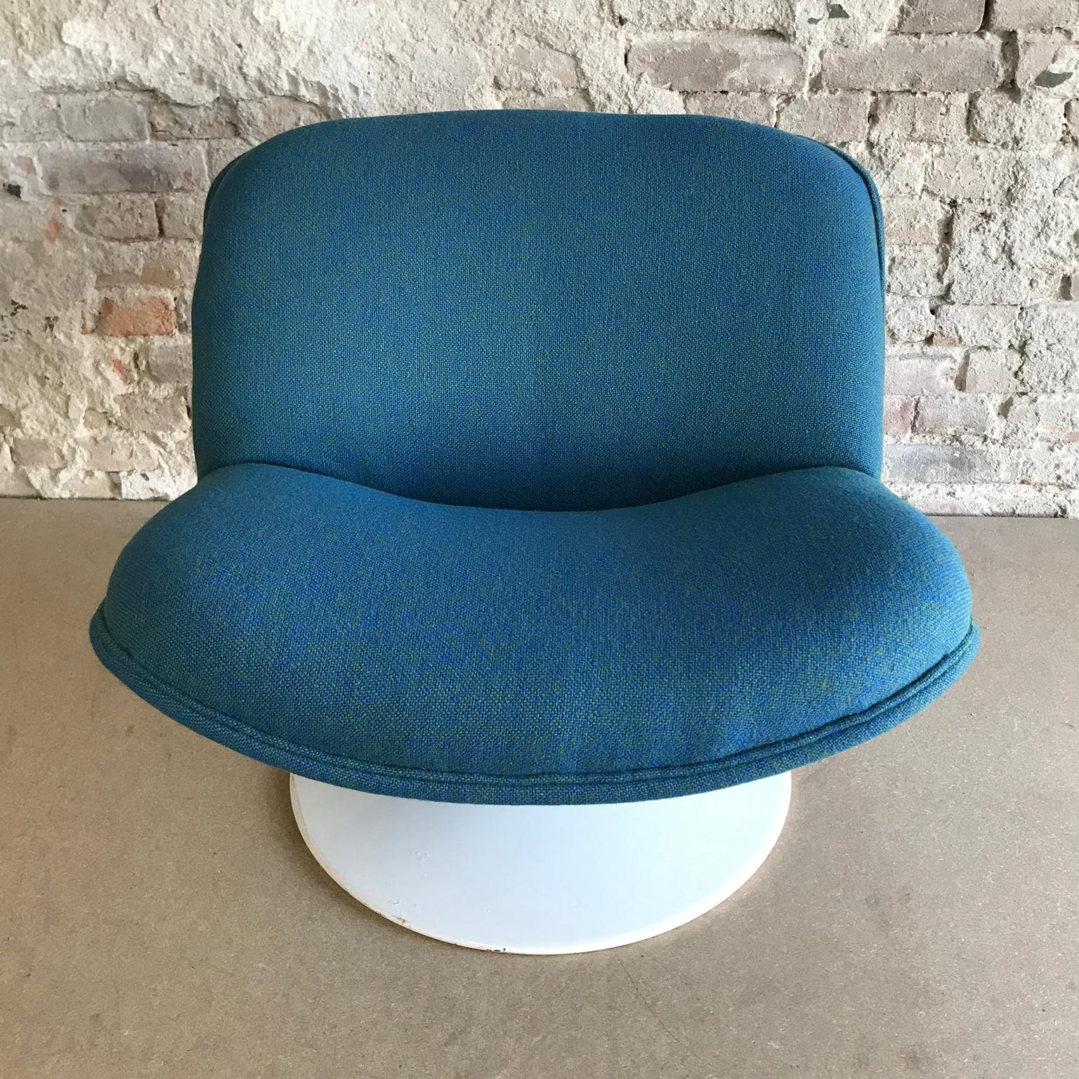 1977, Geoffrey Harcourt, Artifort 508 Chair by New Upholstery Blue Green Fabric 1