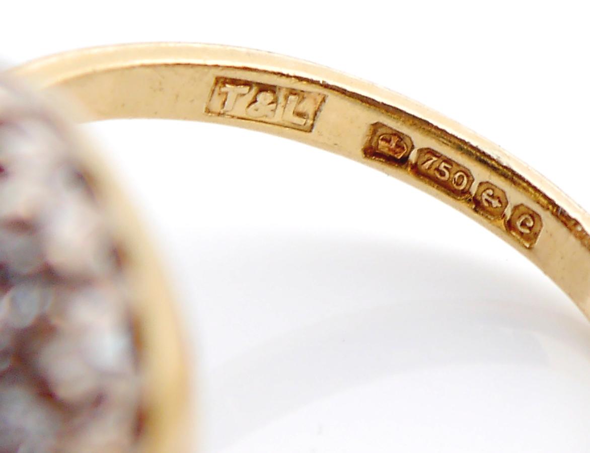 1977 Halo Ring solid 18K Gold 2.45ct Sapphire 0.7ct Diamonds Ø6.5US/5.6g For Sale 2
