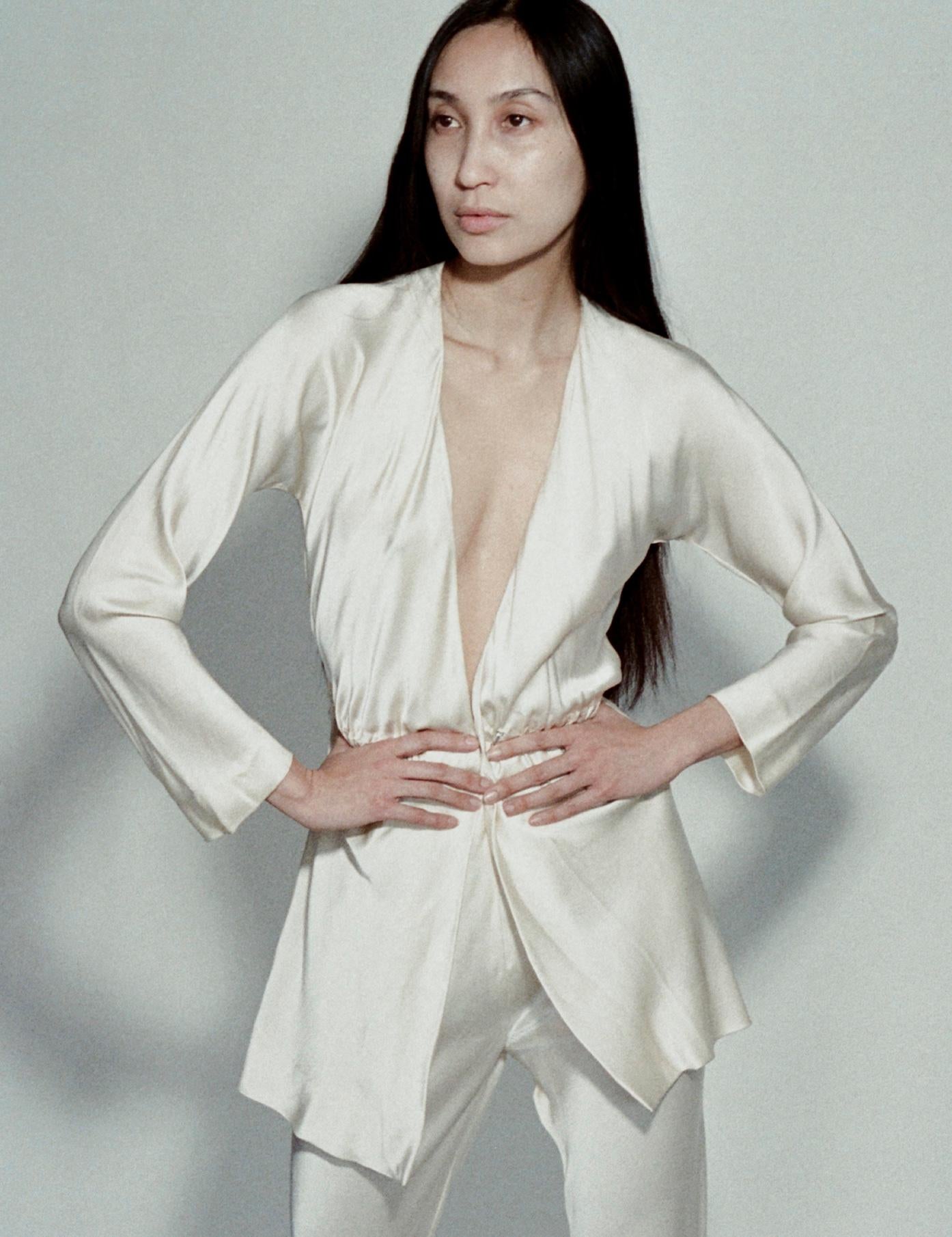 1977 Halston Silk Ivory Suit  In Good Condition In Brooklyn, NY