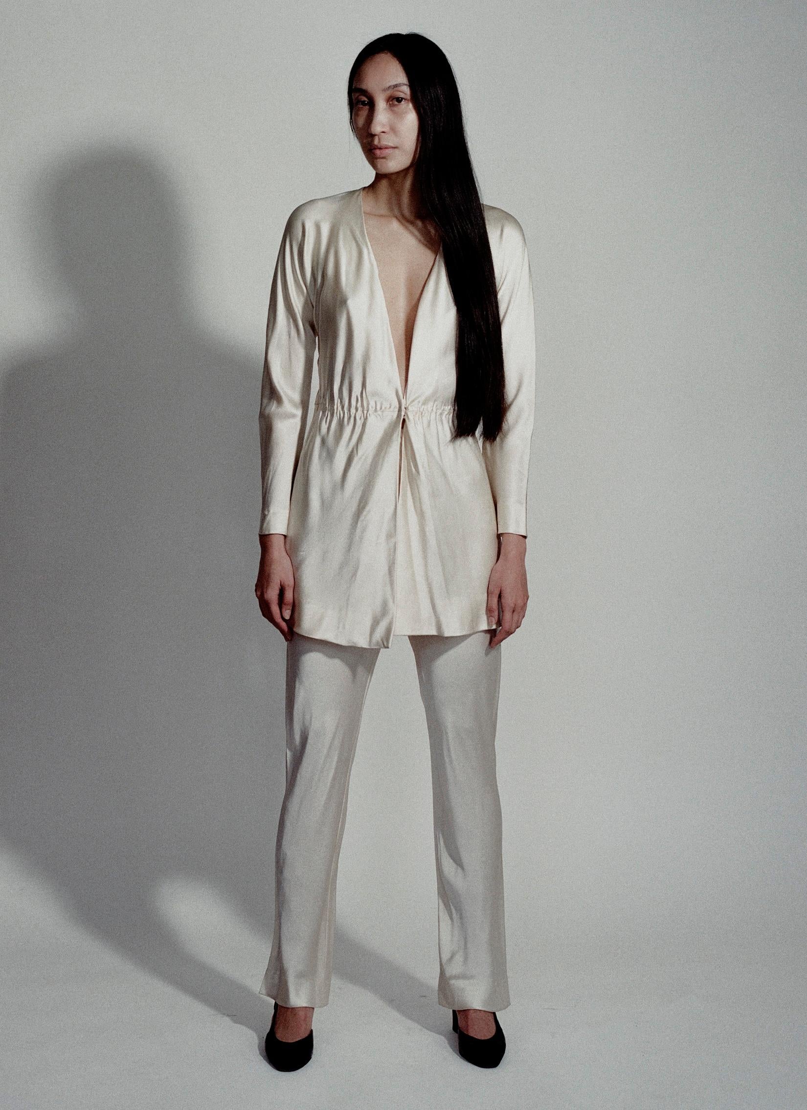 Women's 1977 Halston Silk Ivory Suit 