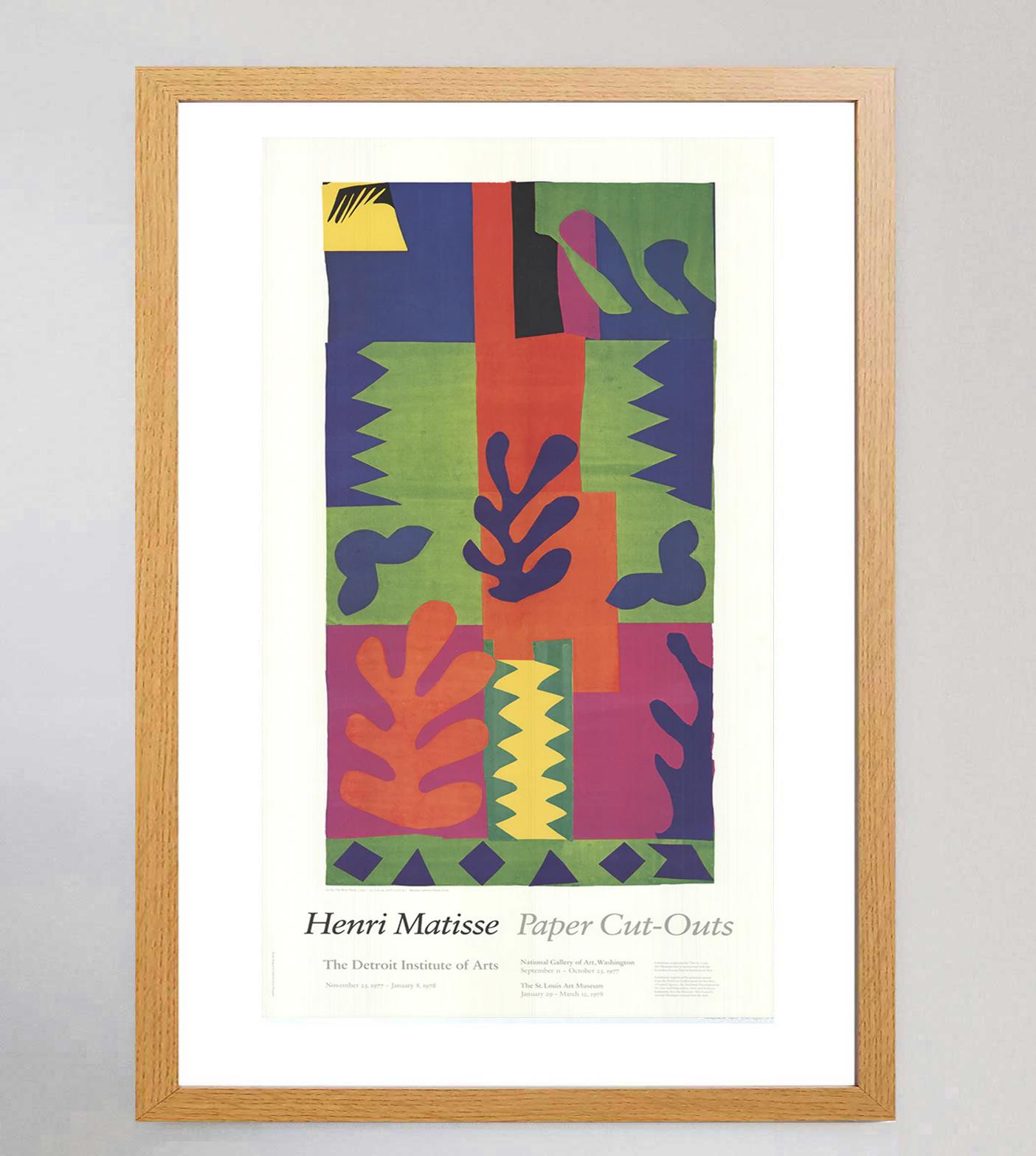 1977 Henri Matisse - Paper Cut-Outs - Detroit Institute of Arts Original Poster In Good Condition For Sale In Winchester, GB