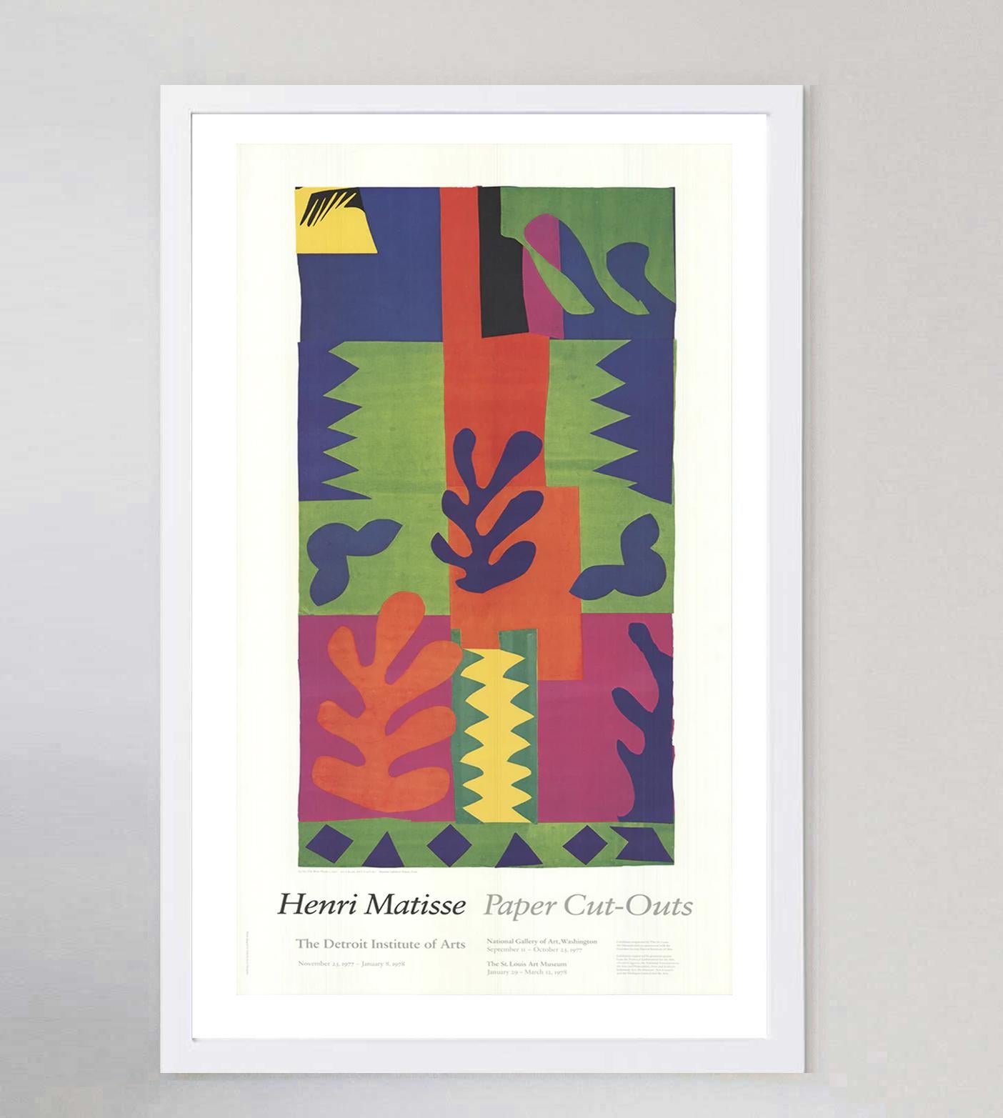 Late 20th Century 1977 Henri Matisse - Paper Cut-Outs - Detroit Institute of Arts Original Poster For Sale