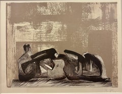 1977 Henry Moore Reclining Figure Interior Setting I Lithograph Cramer 458